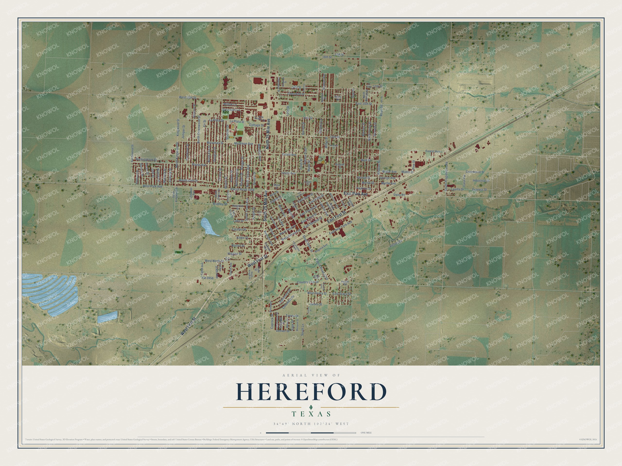 Watermarked full-map preview of Hereford, Texas