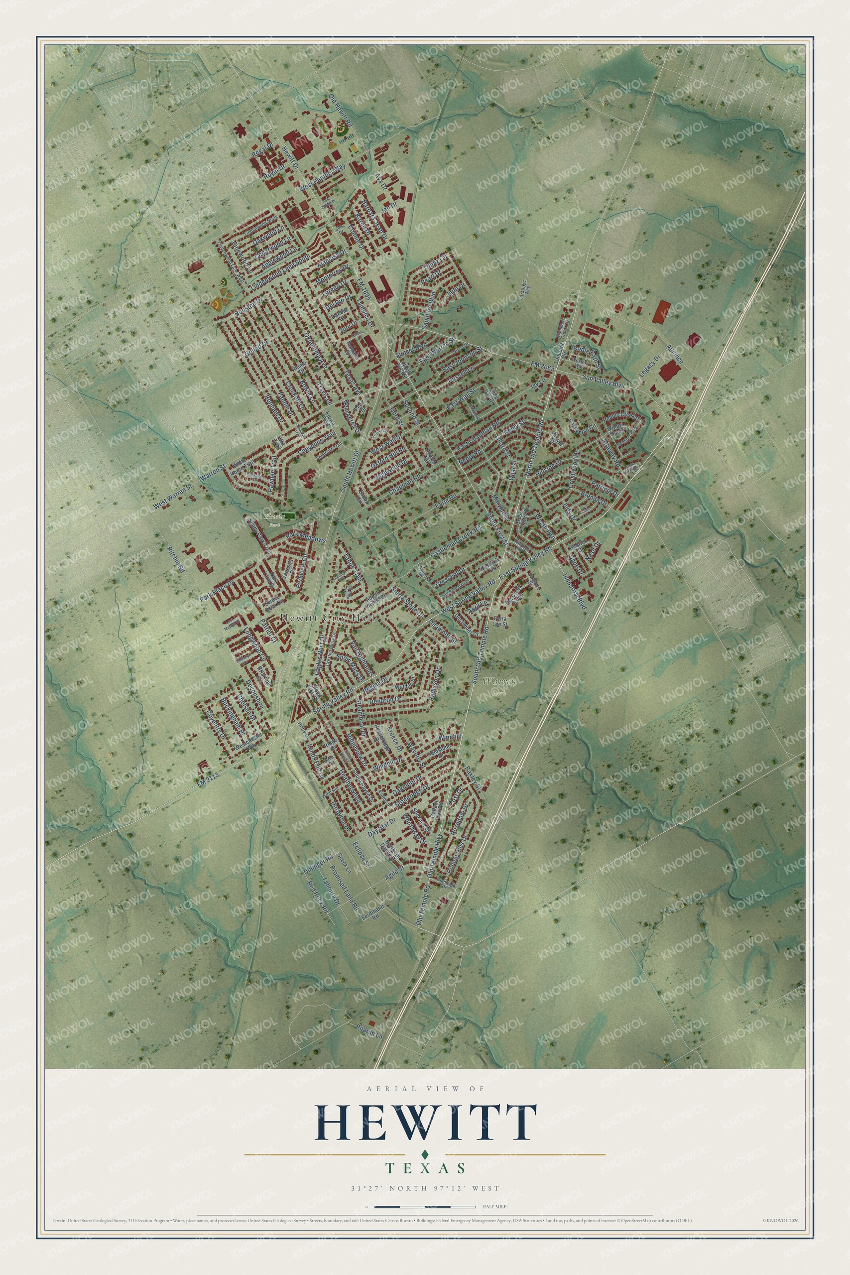 Watermarked full-map preview of Hewitt, Texas