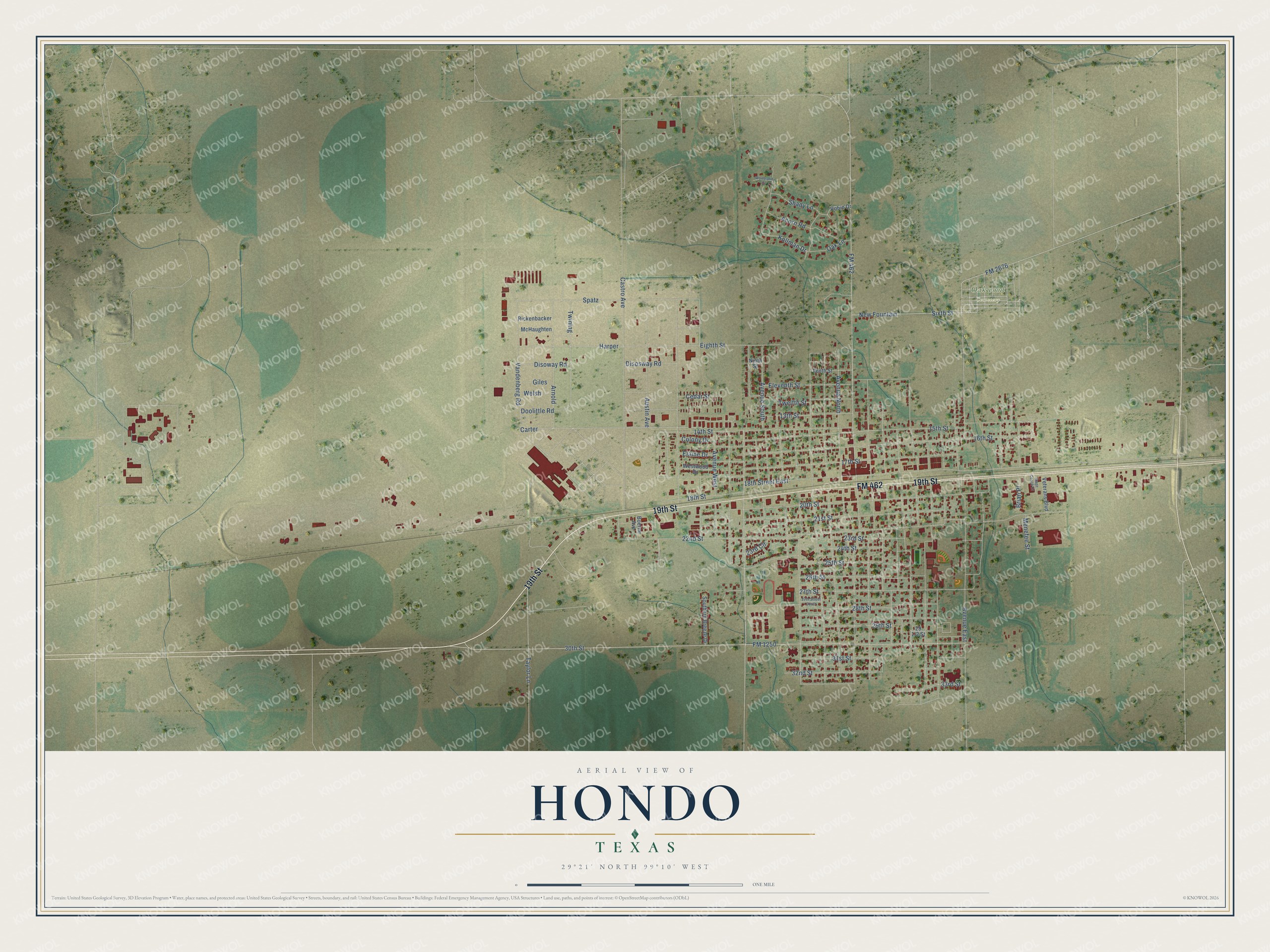 Watermarked full-map preview of Hondo, Texas