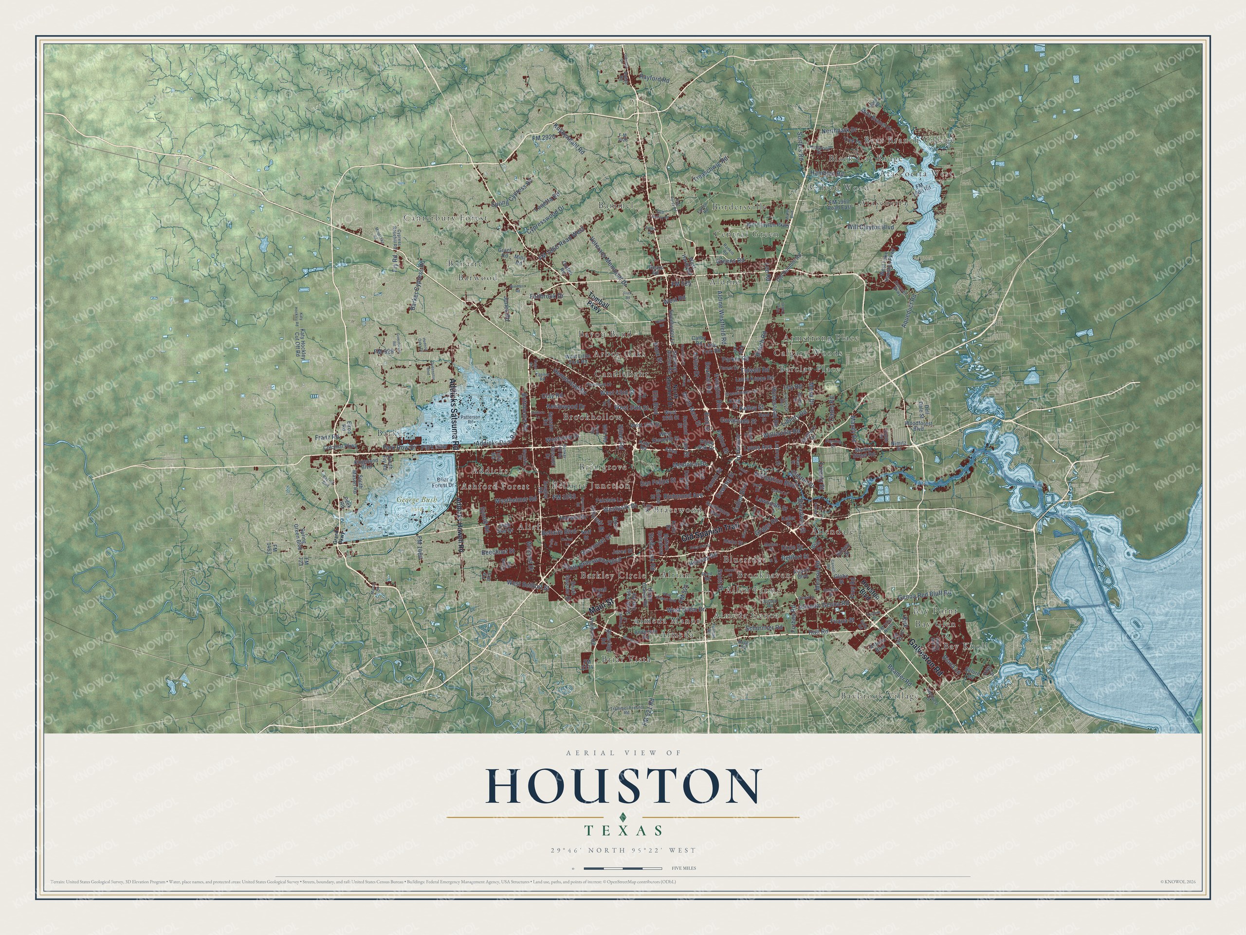 Watermarked full-map preview of Houston, Texas
