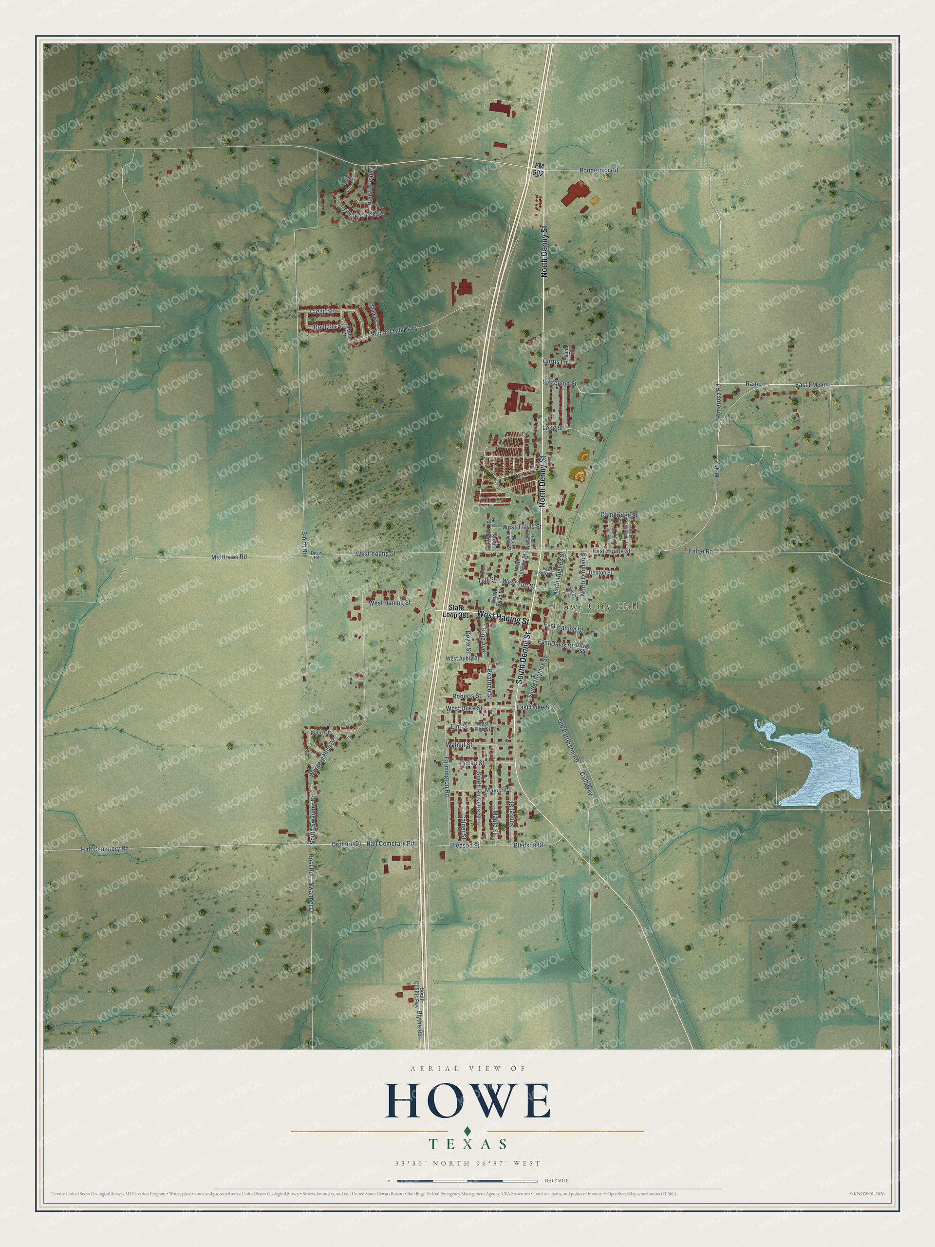 Watermarked full-map preview of Howe, Texas