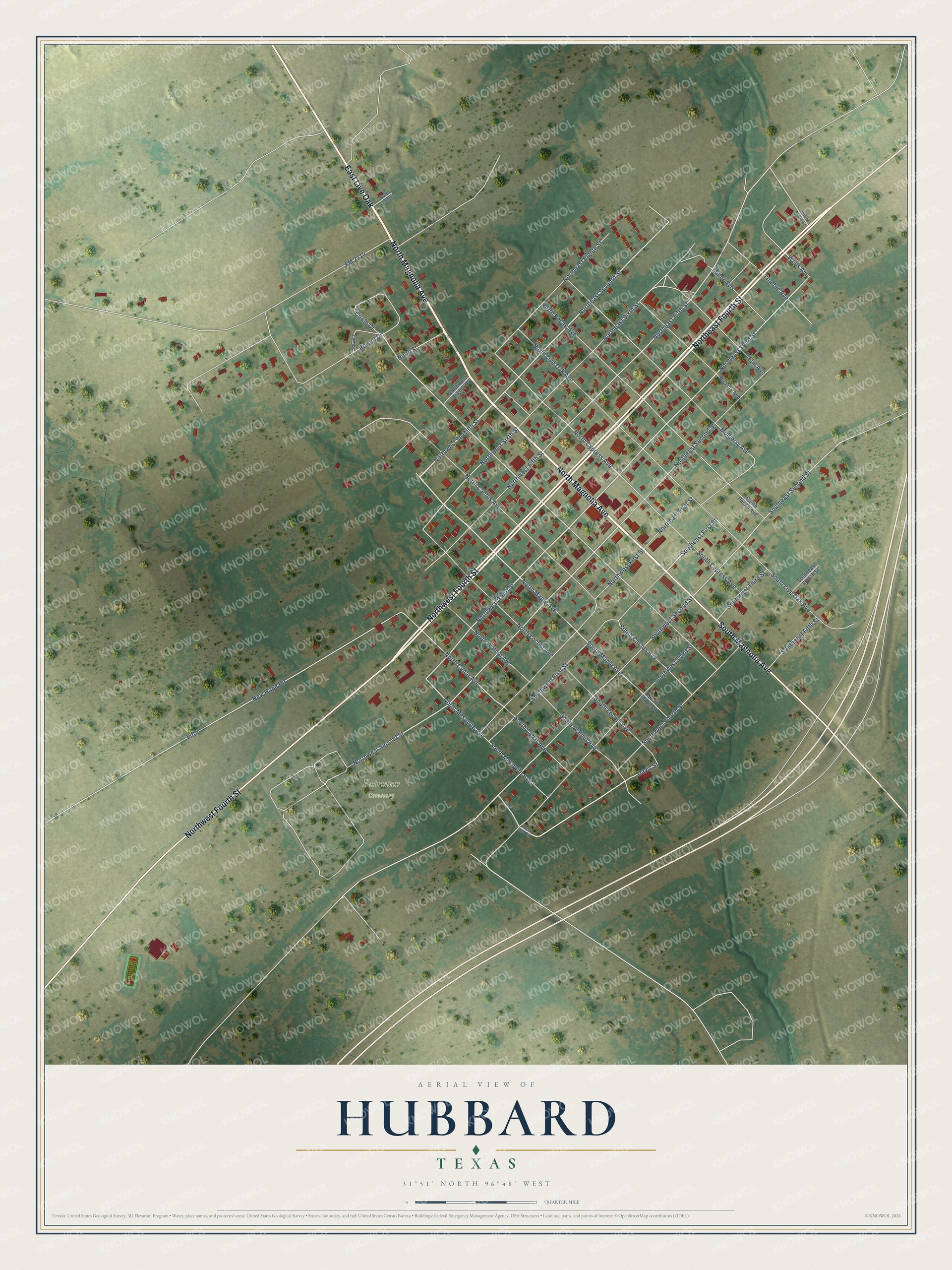 Watermarked full-map preview of Hubbard, Texas