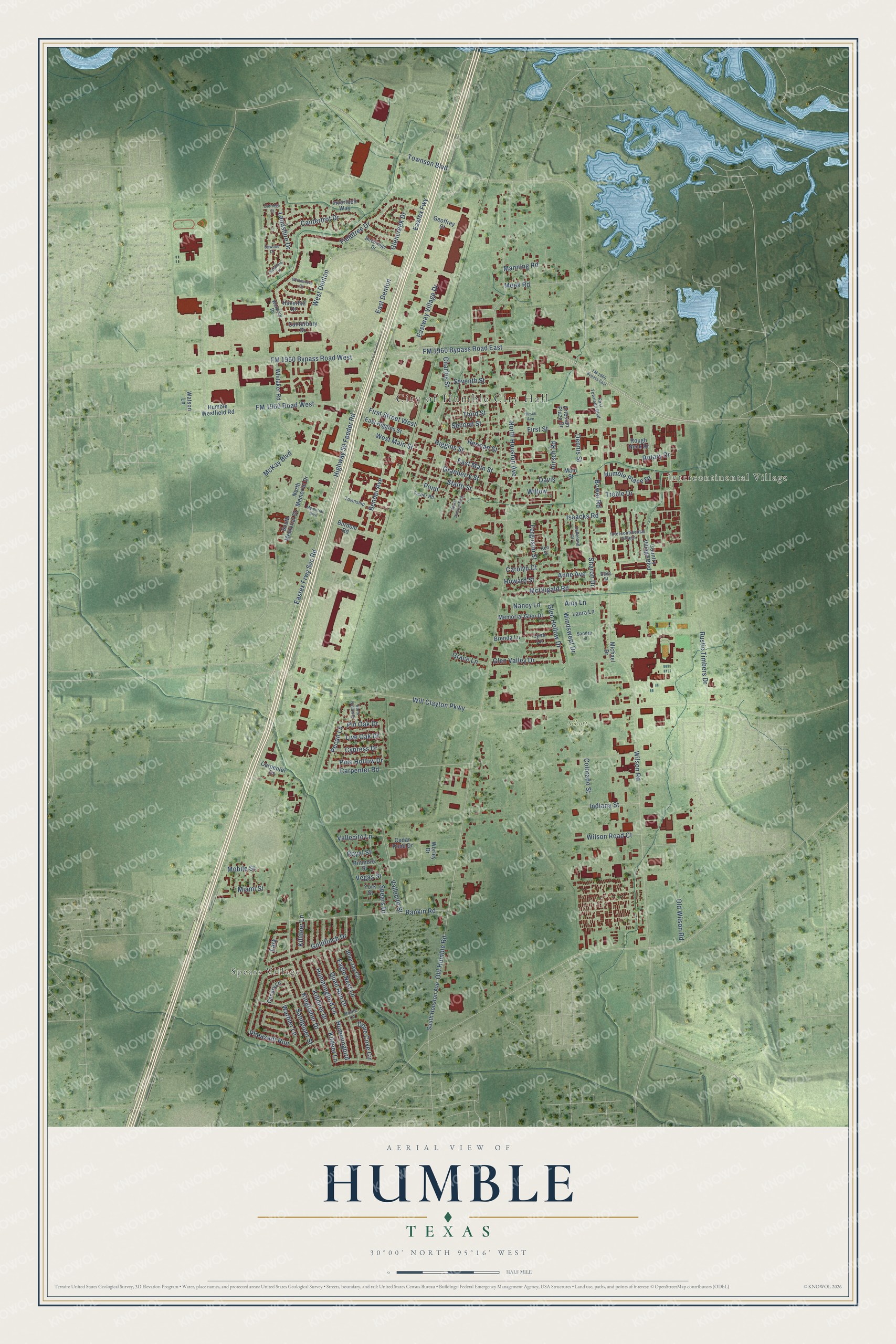 Watermarked full-map preview of Humble, Texas