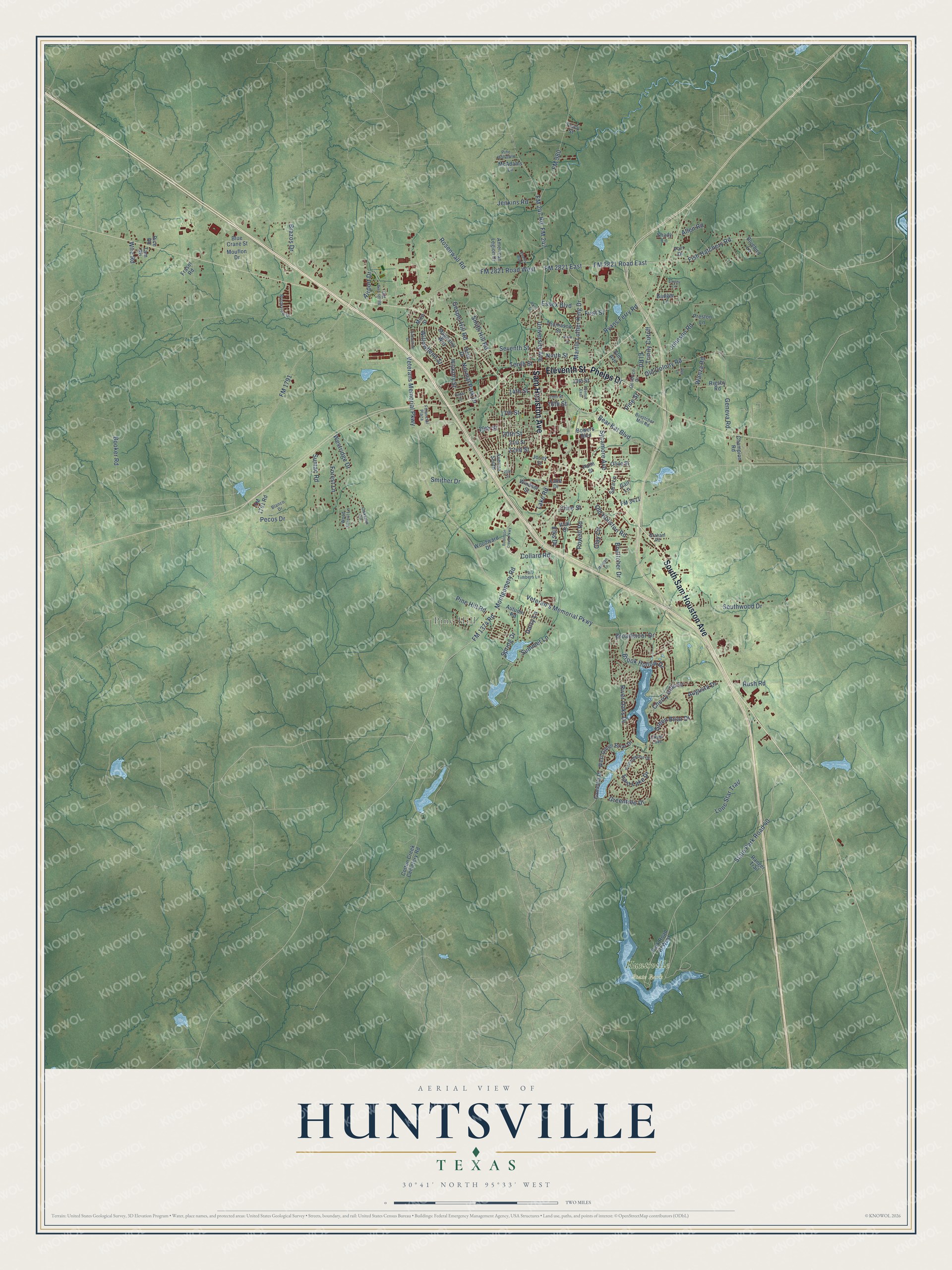 Watermarked full-map preview of Huntsville, Texas