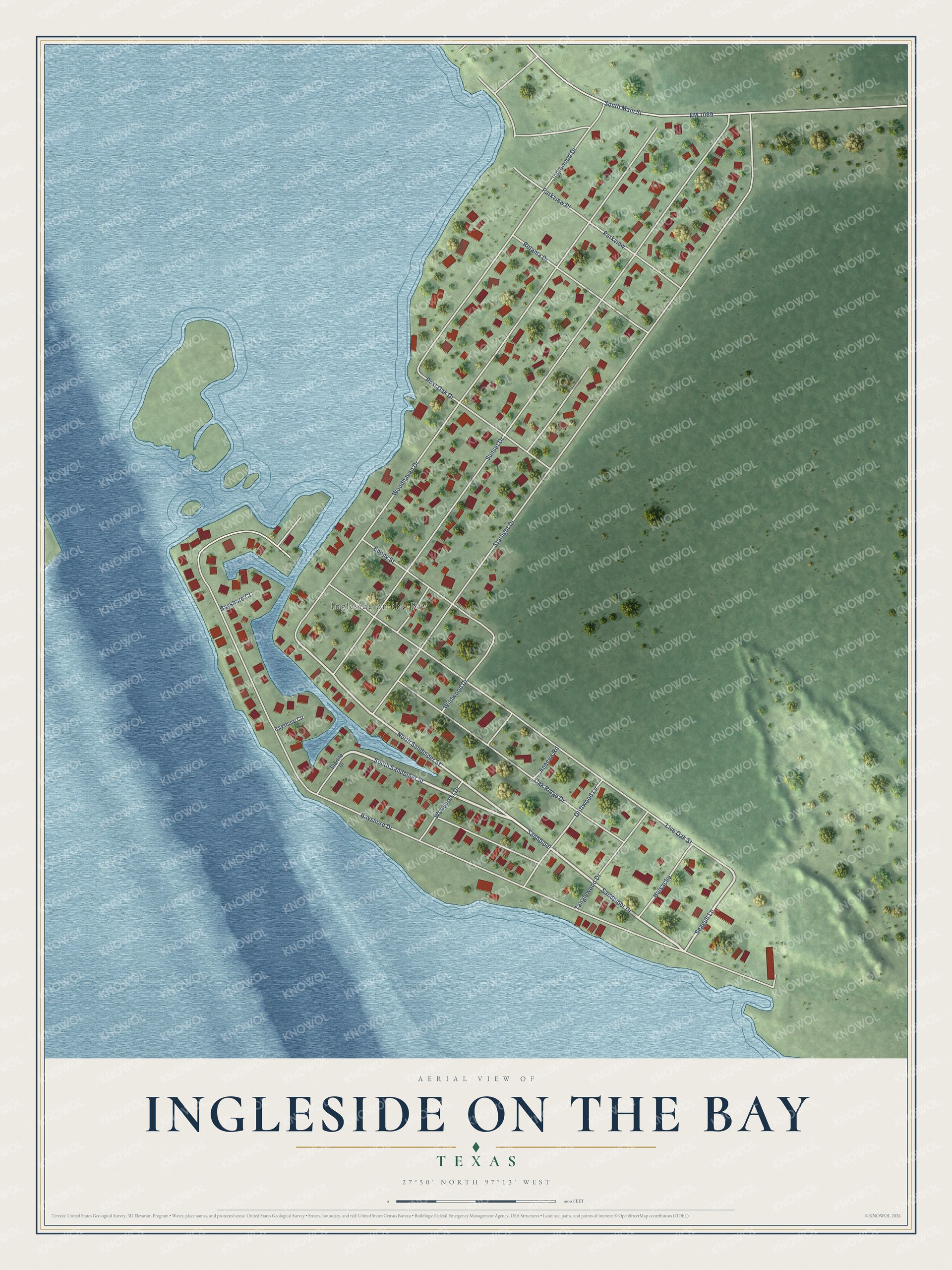 Watermarked full-map preview of Ingleside on the Bay, Texas