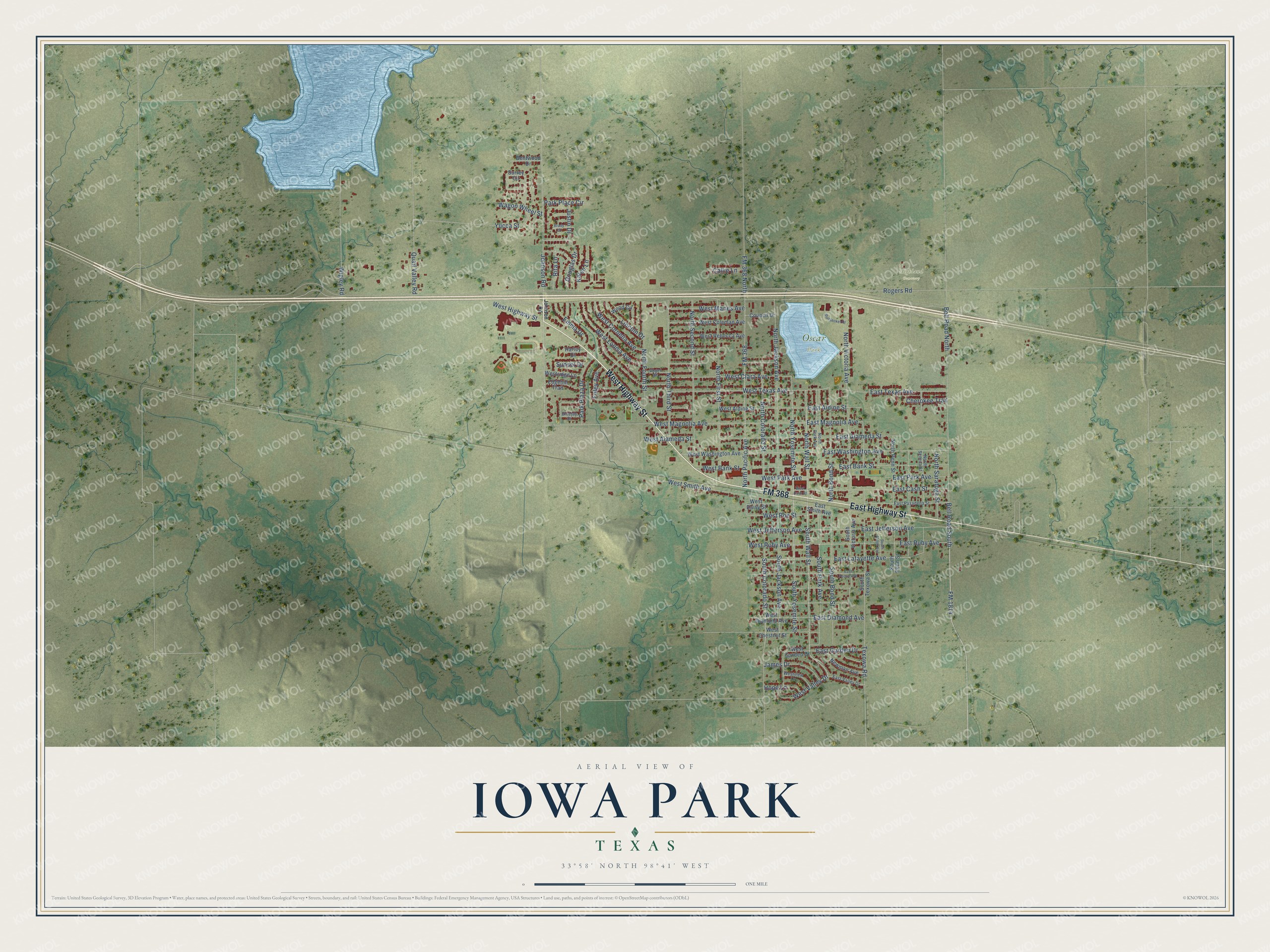 Watermarked full-map preview of Iowa Park, Texas