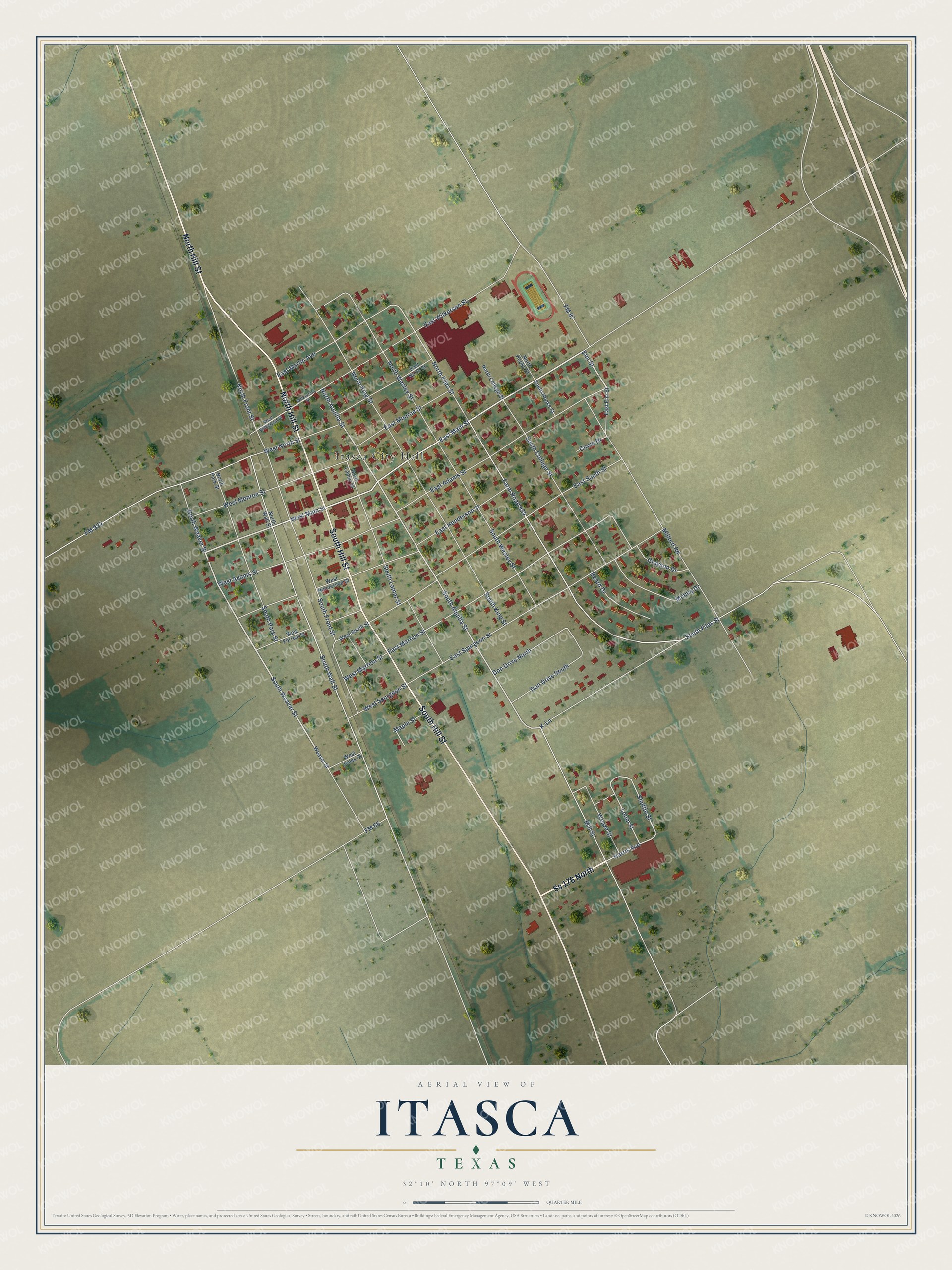 Watermarked full-map preview of Itasca, Texas