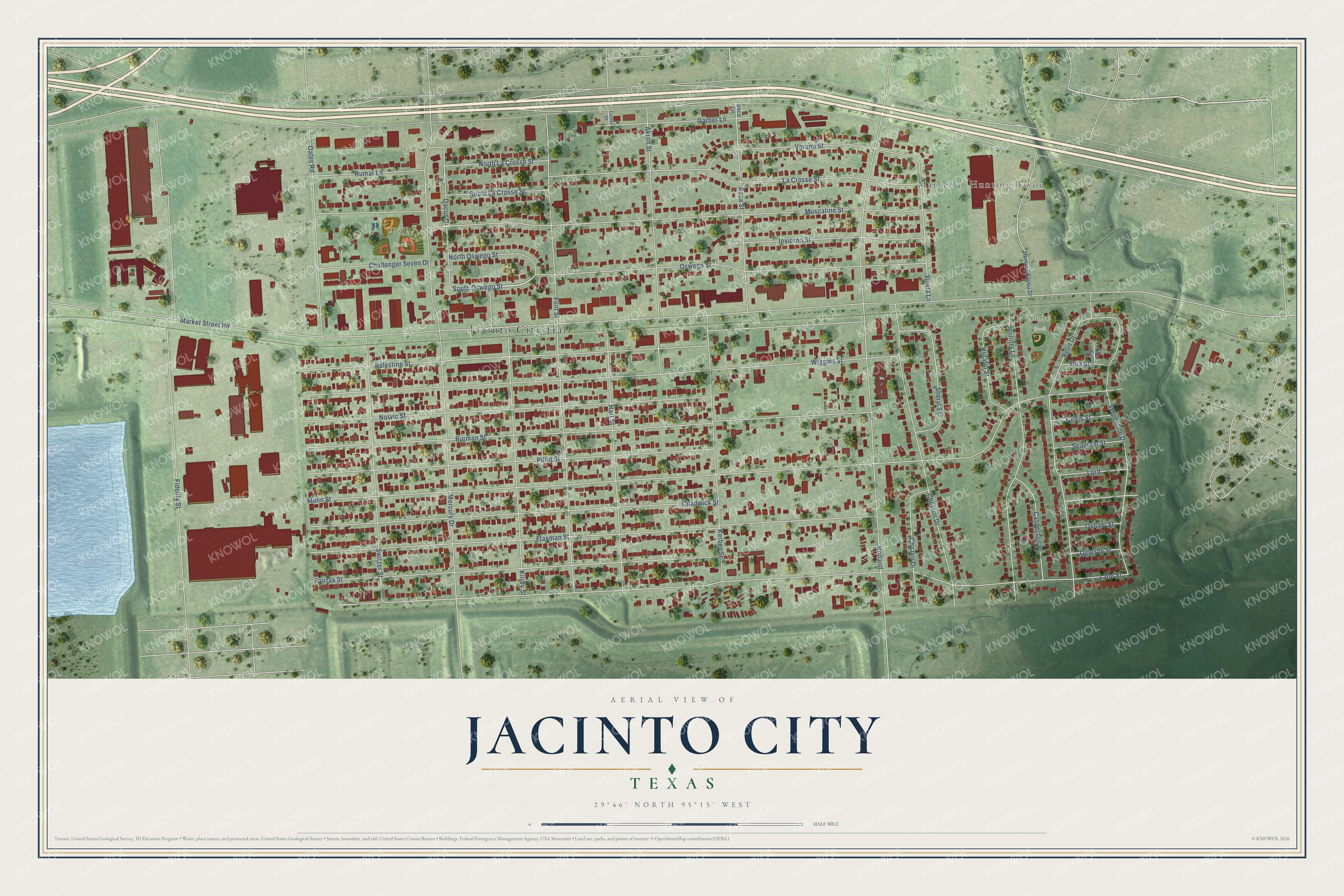 Watermarked full-map preview of Jacinto City, Texas