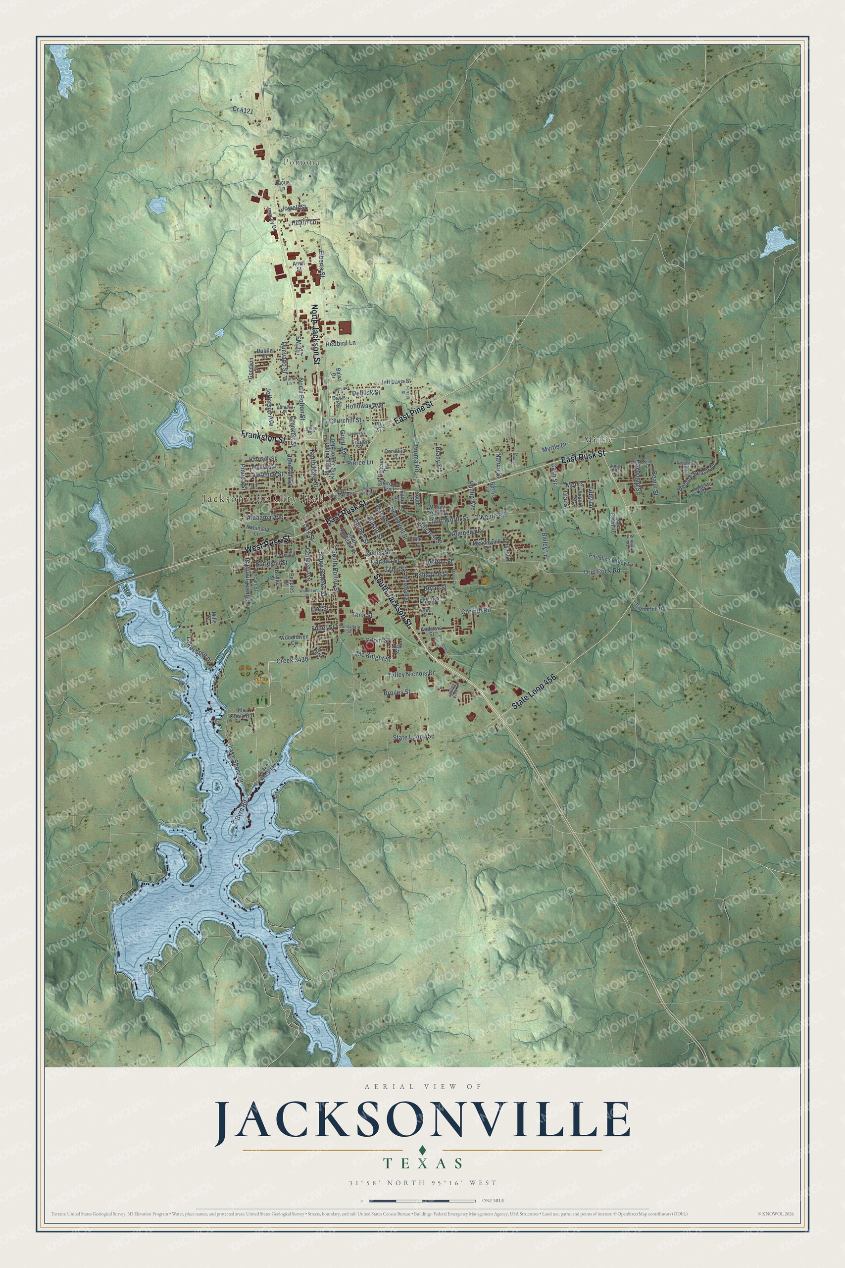 Watermarked full-map preview of Jacksonville, Texas