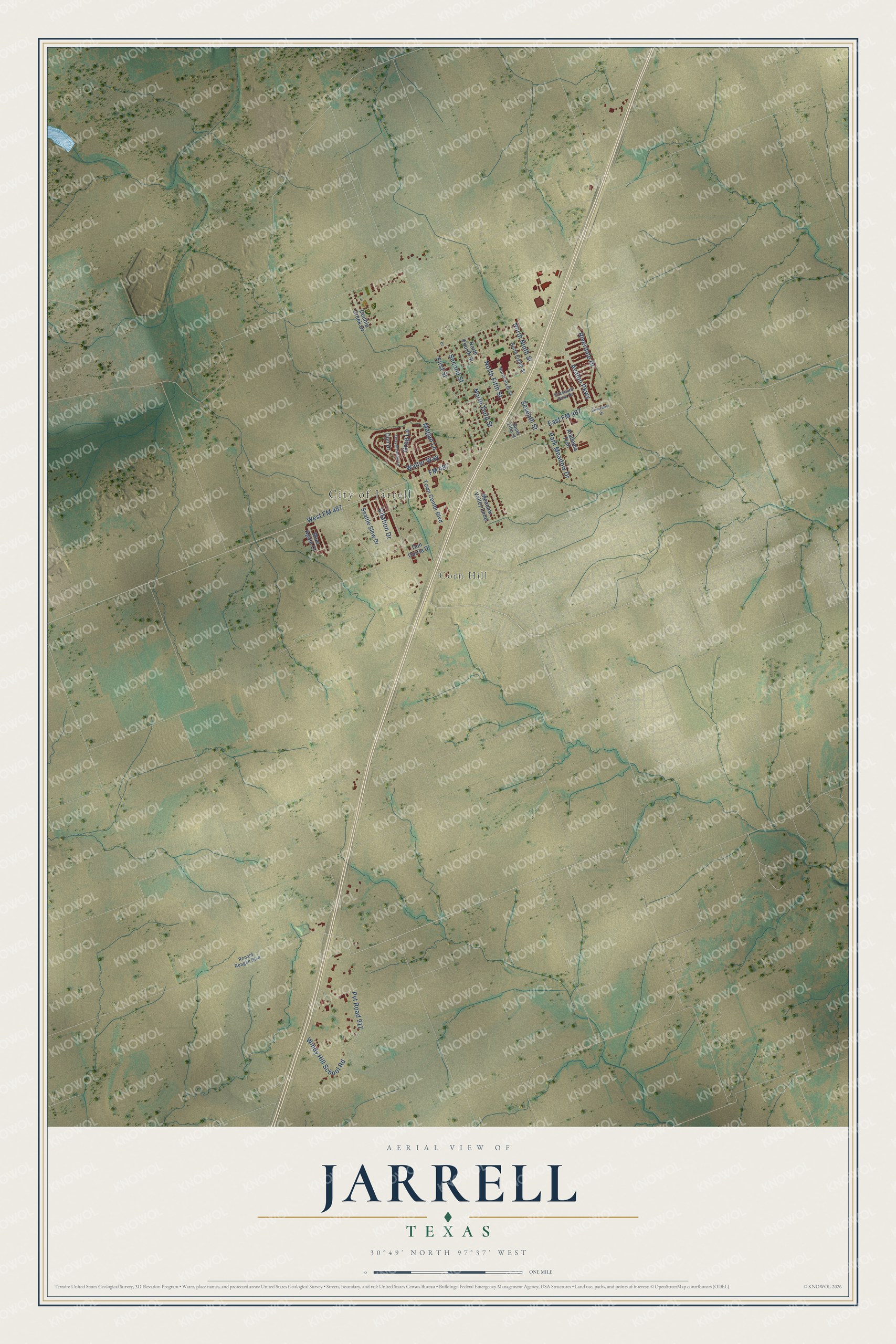 Watermarked full-map preview of Jarrell, Texas