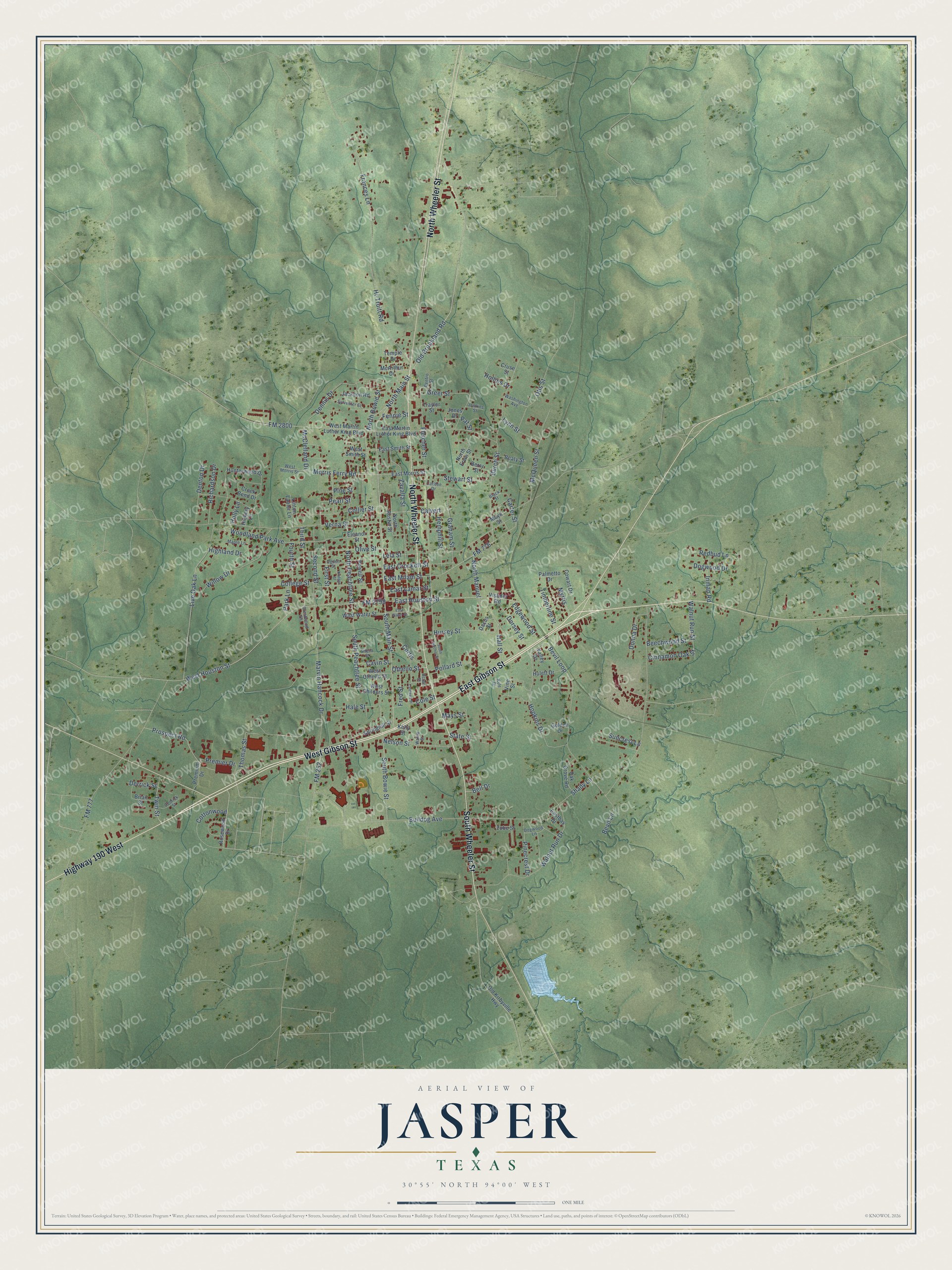 Watermarked full-map preview of Jasper, Texas