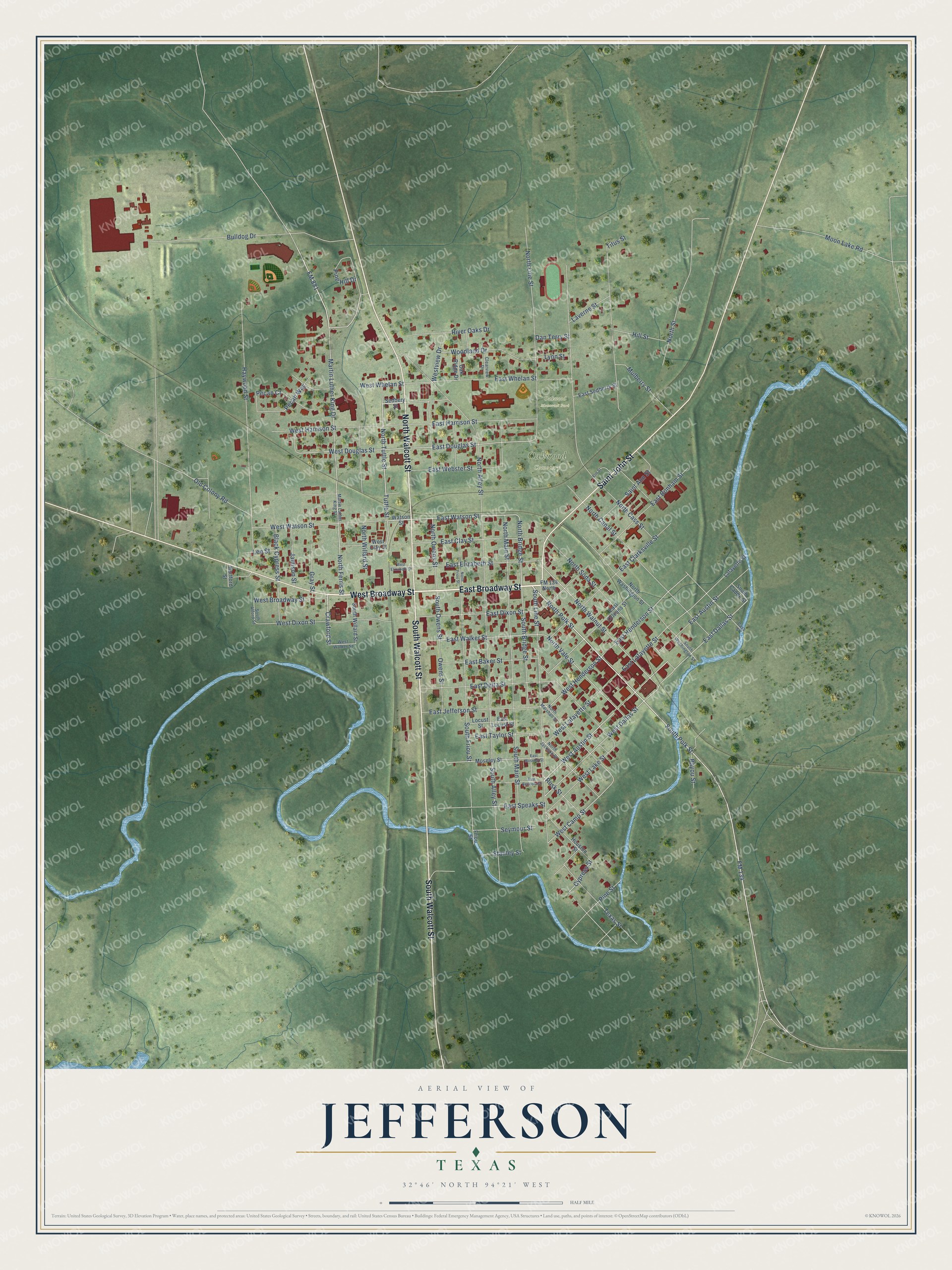 Watermarked full-map preview of Jefferson, Texas