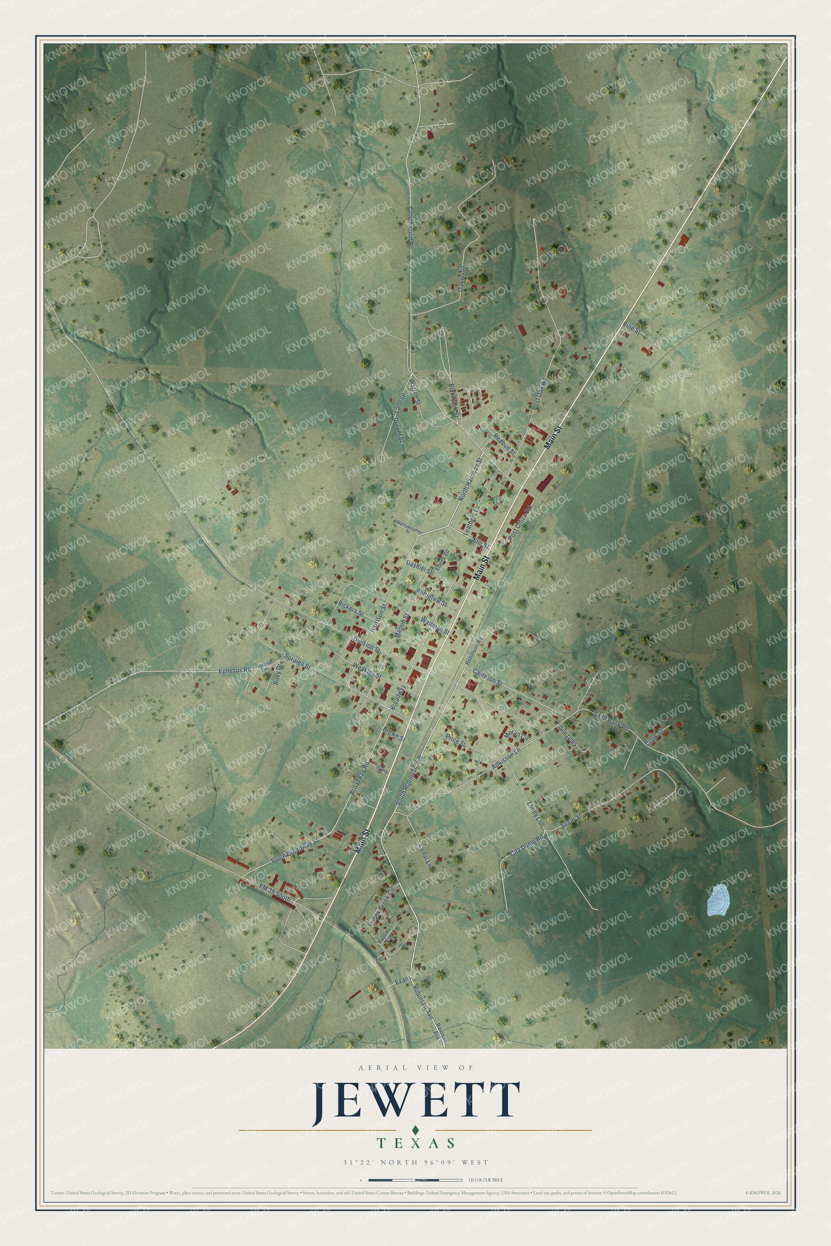 Watermarked full-map preview of Jewett, Texas