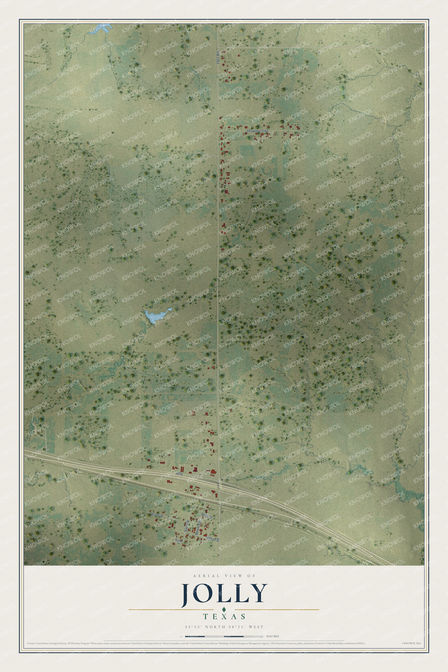 Watermarked full-map preview of Jolly, Texas
