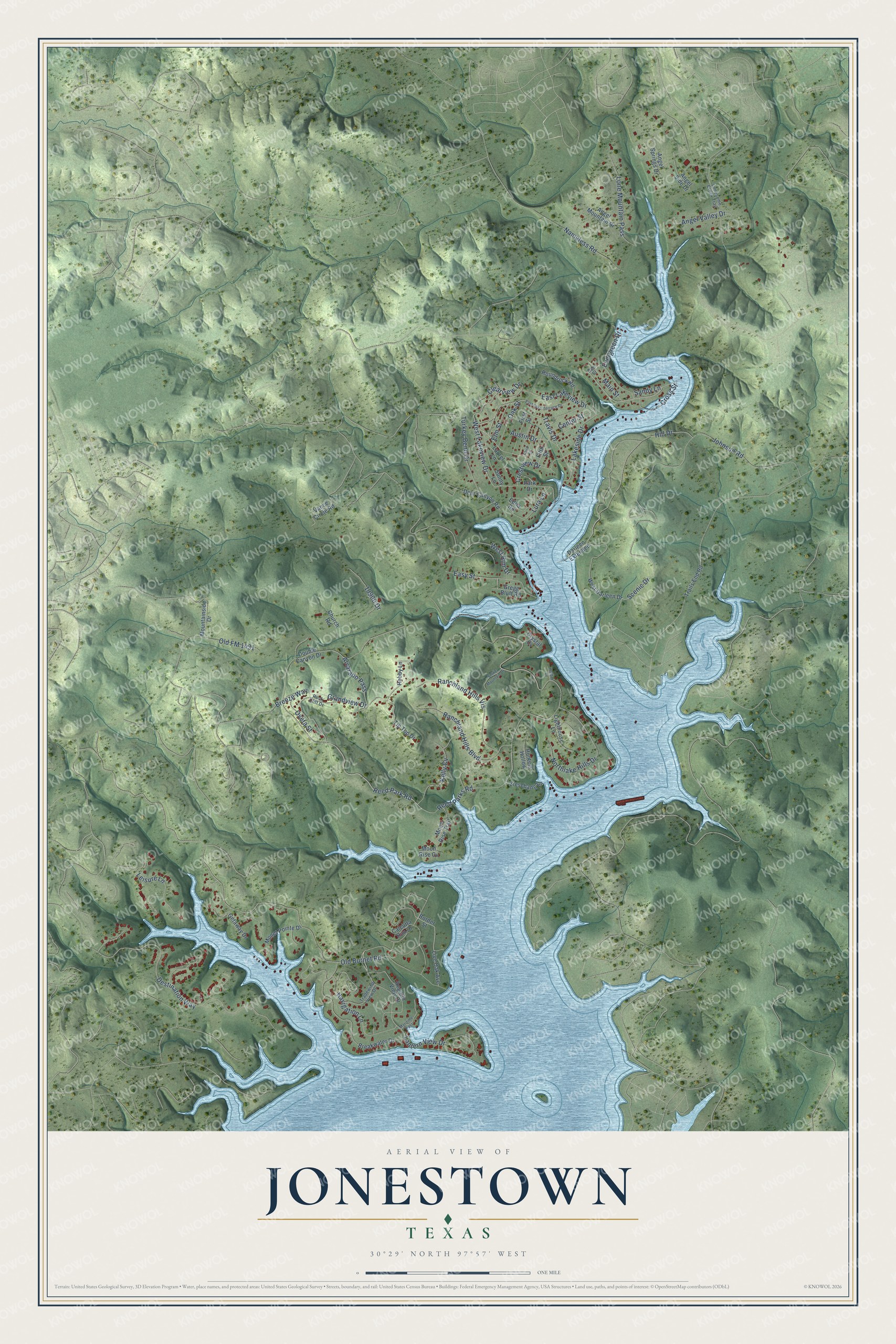 Watermarked full-map preview of Jonestown, Texas
