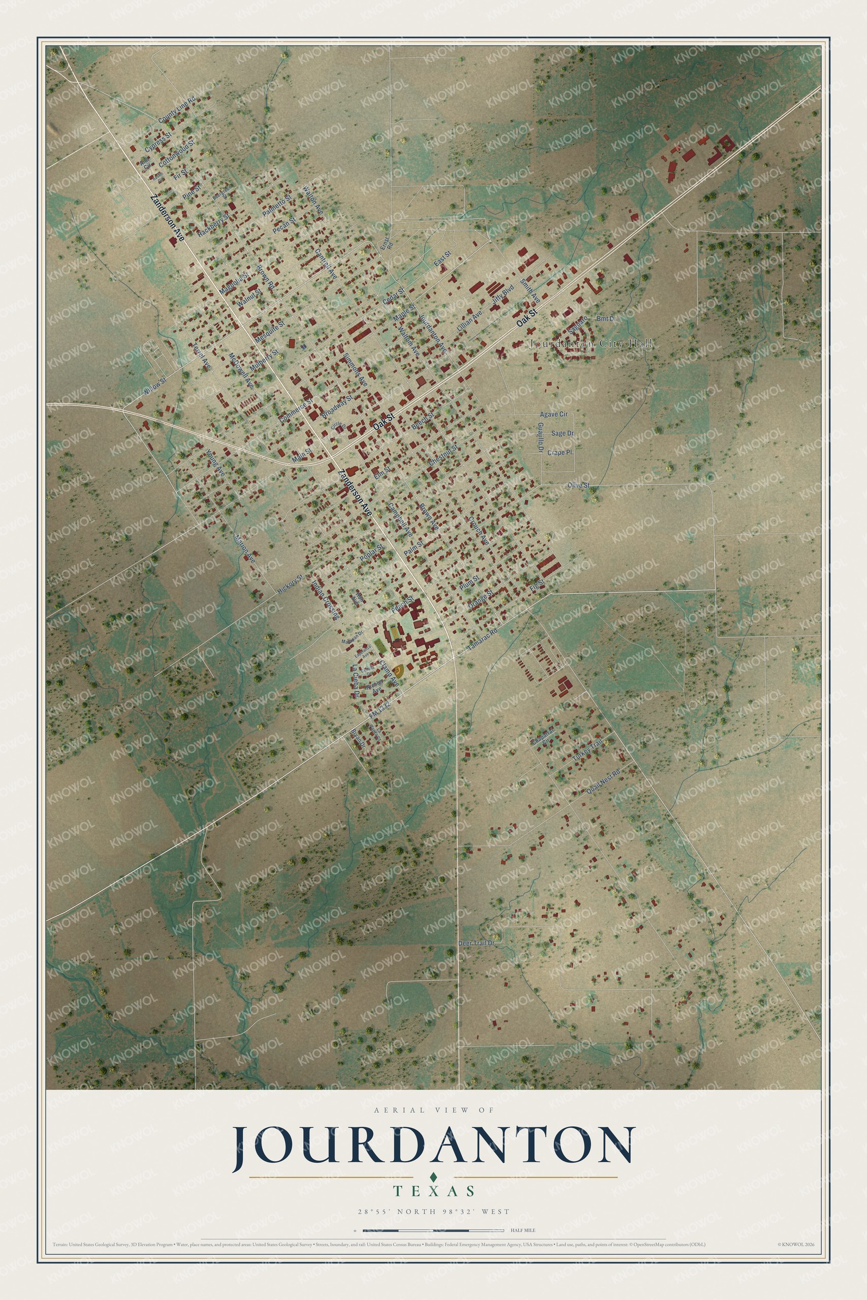 Watermarked full-map preview of Jourdanton, Texas