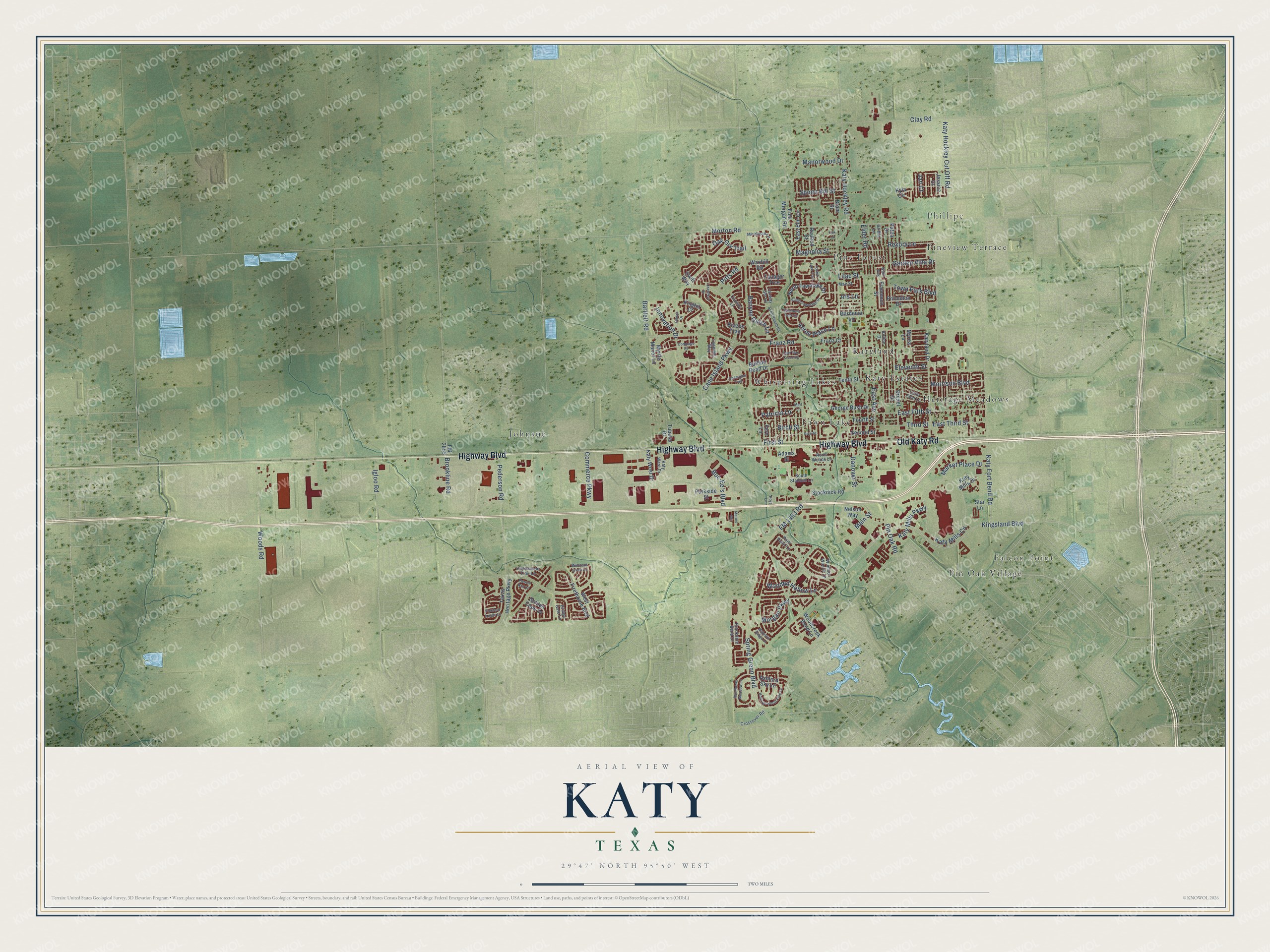 Watermarked full-map preview of Katy, Texas