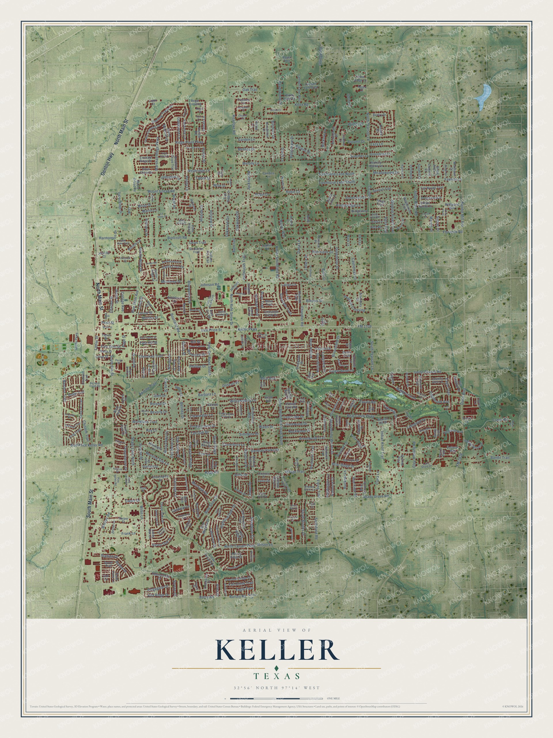 Watermarked full-map preview of Keller, Texas