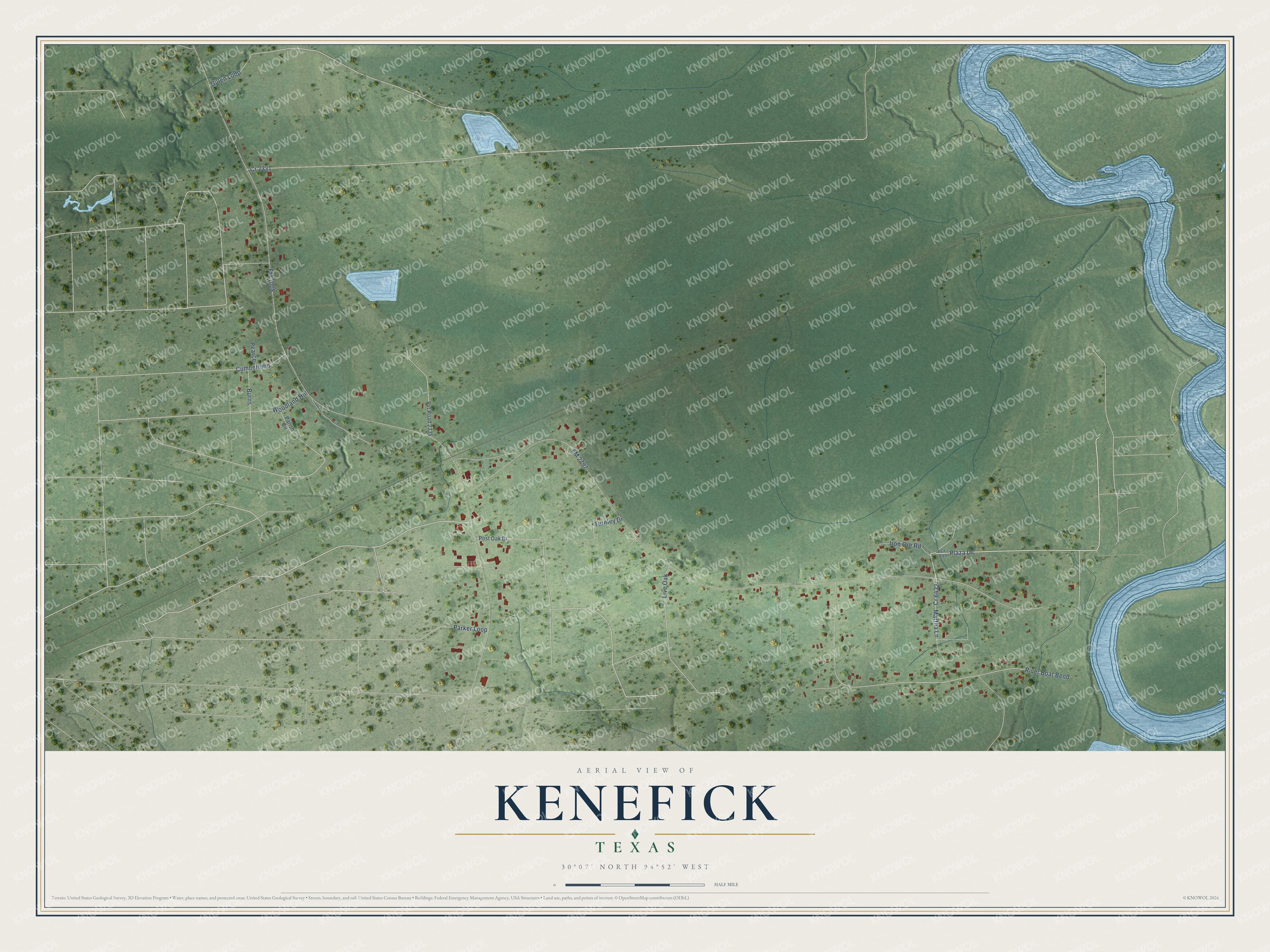 Watermarked full-map preview of Kenefick, Texas