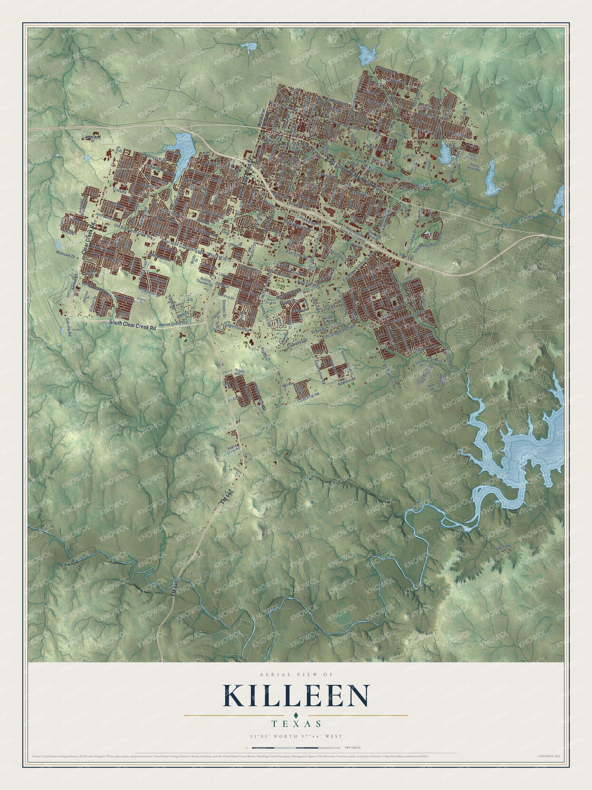Watermarked full-map preview of Killeen, Texas