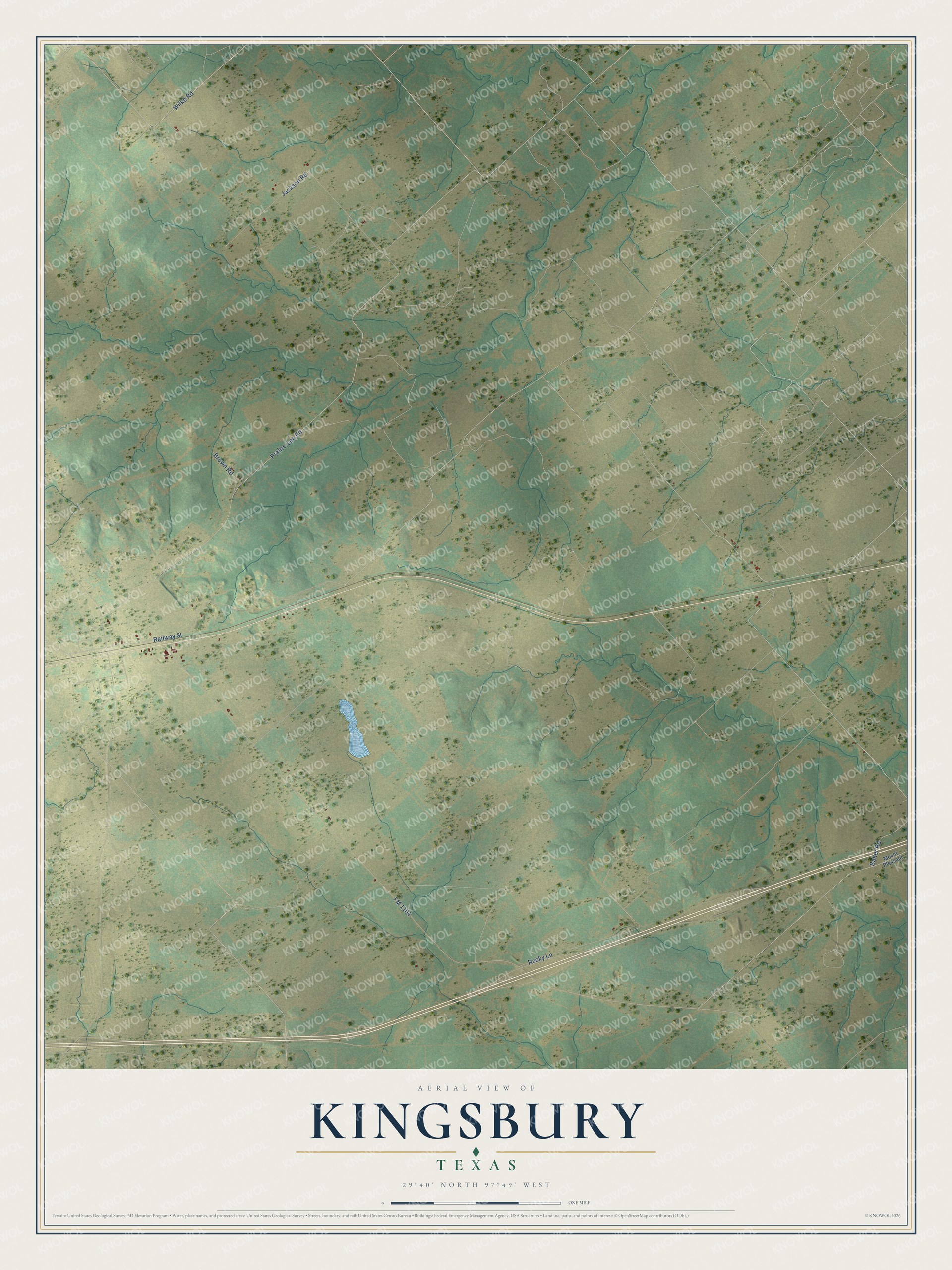 Watermarked full-map preview of Kingsbury, Texas