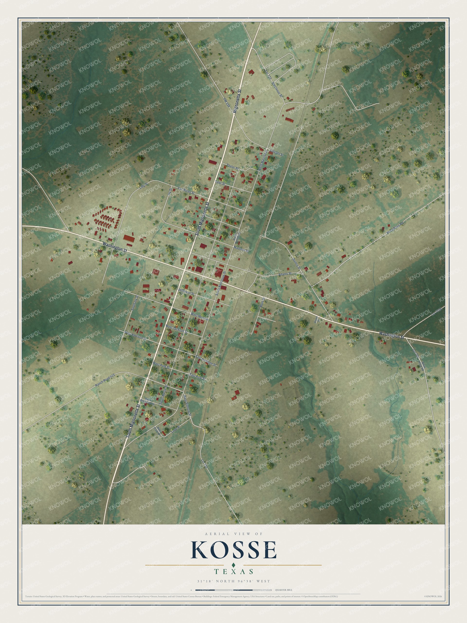 Watermarked full-map preview of Kosse, Texas