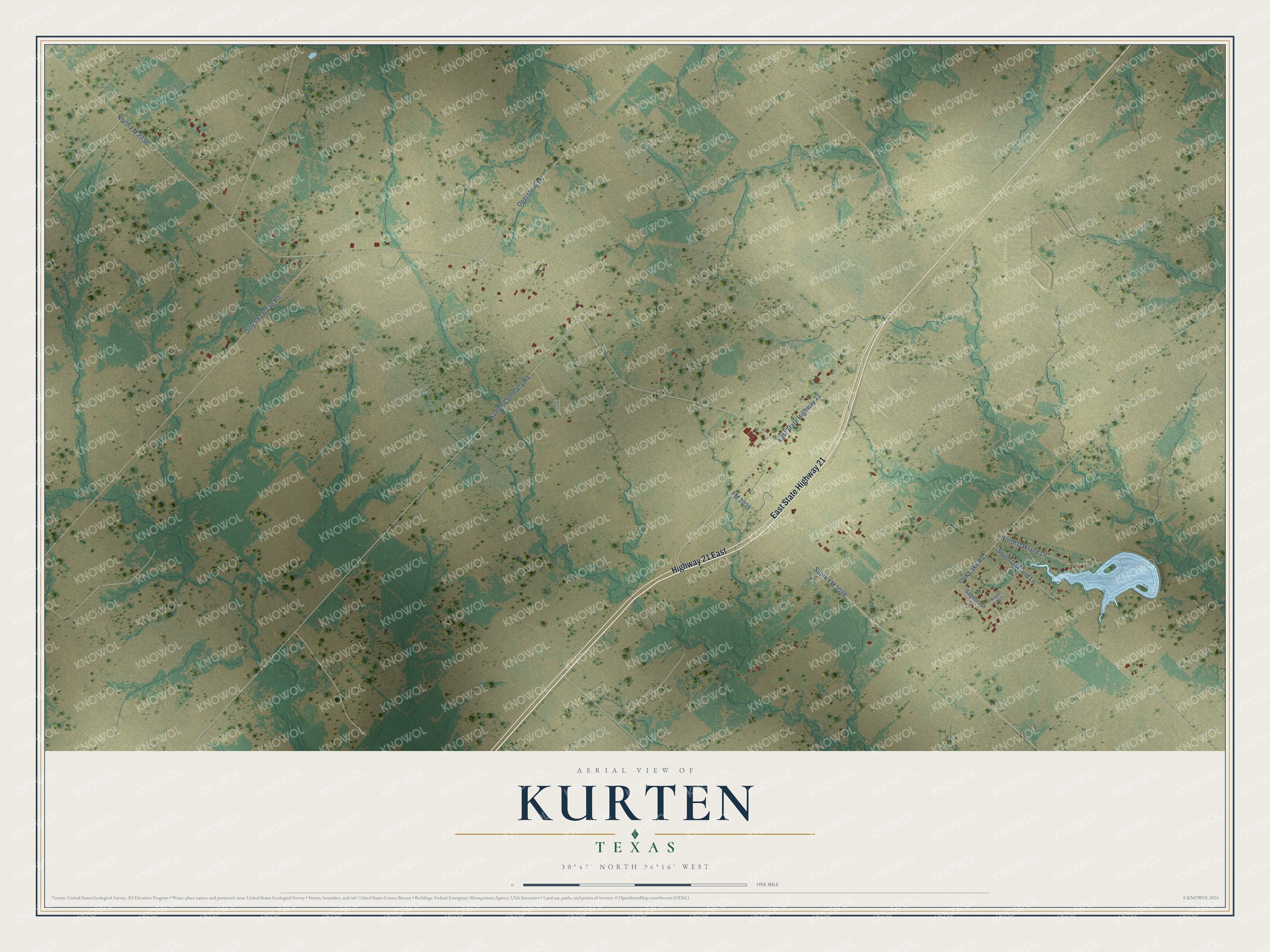 Watermarked full-map preview of Kurten, Texas