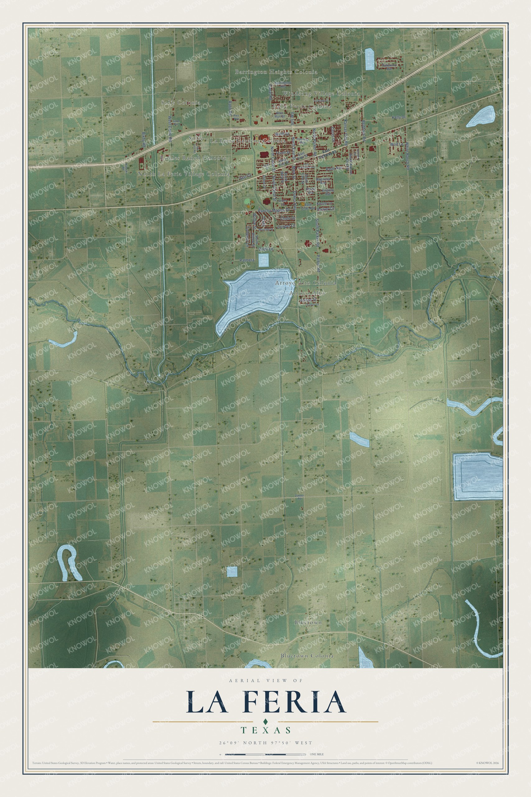 Watermarked full-map preview of La Feria, Texas
