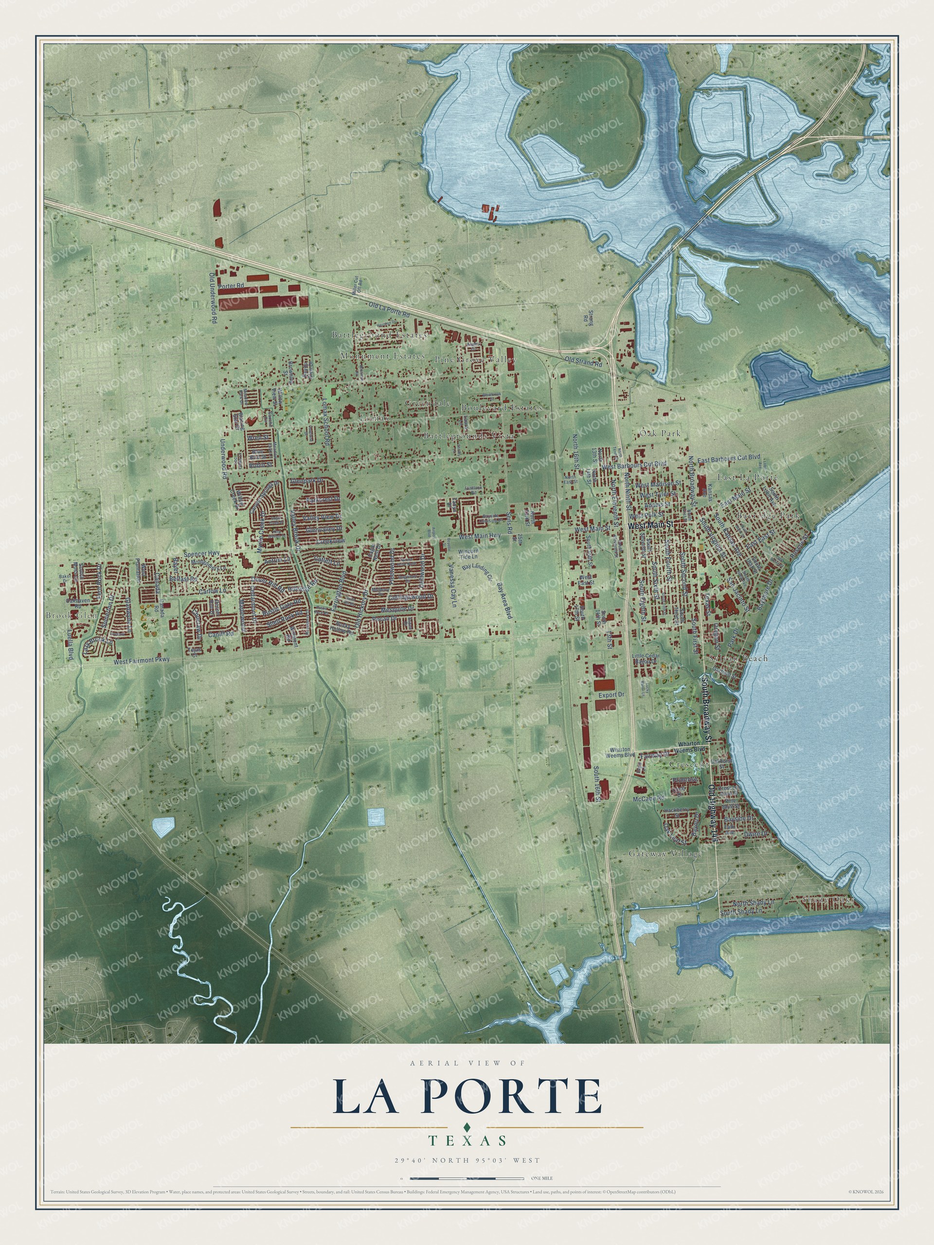 Watermarked full-map preview of La Porte, Texas