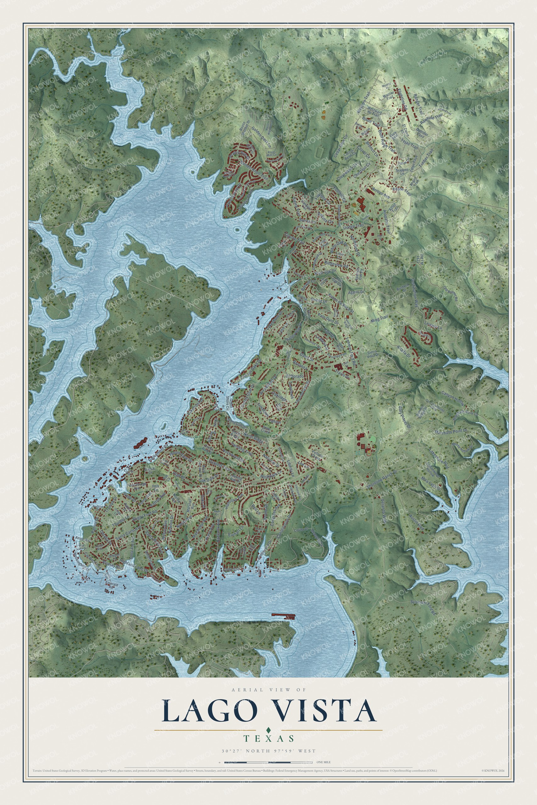Watermarked full-map preview of Lago Vista, Texas