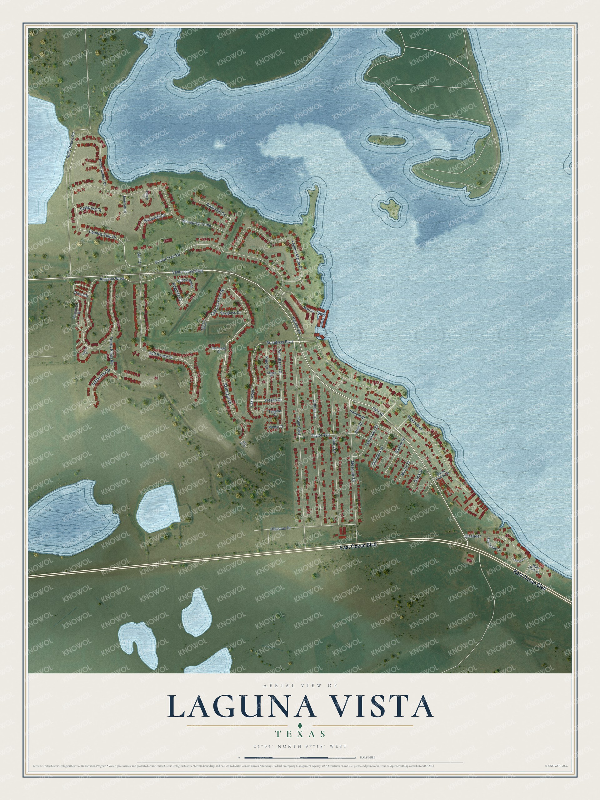 Watermarked full-map preview of Laguna Vista, Texas