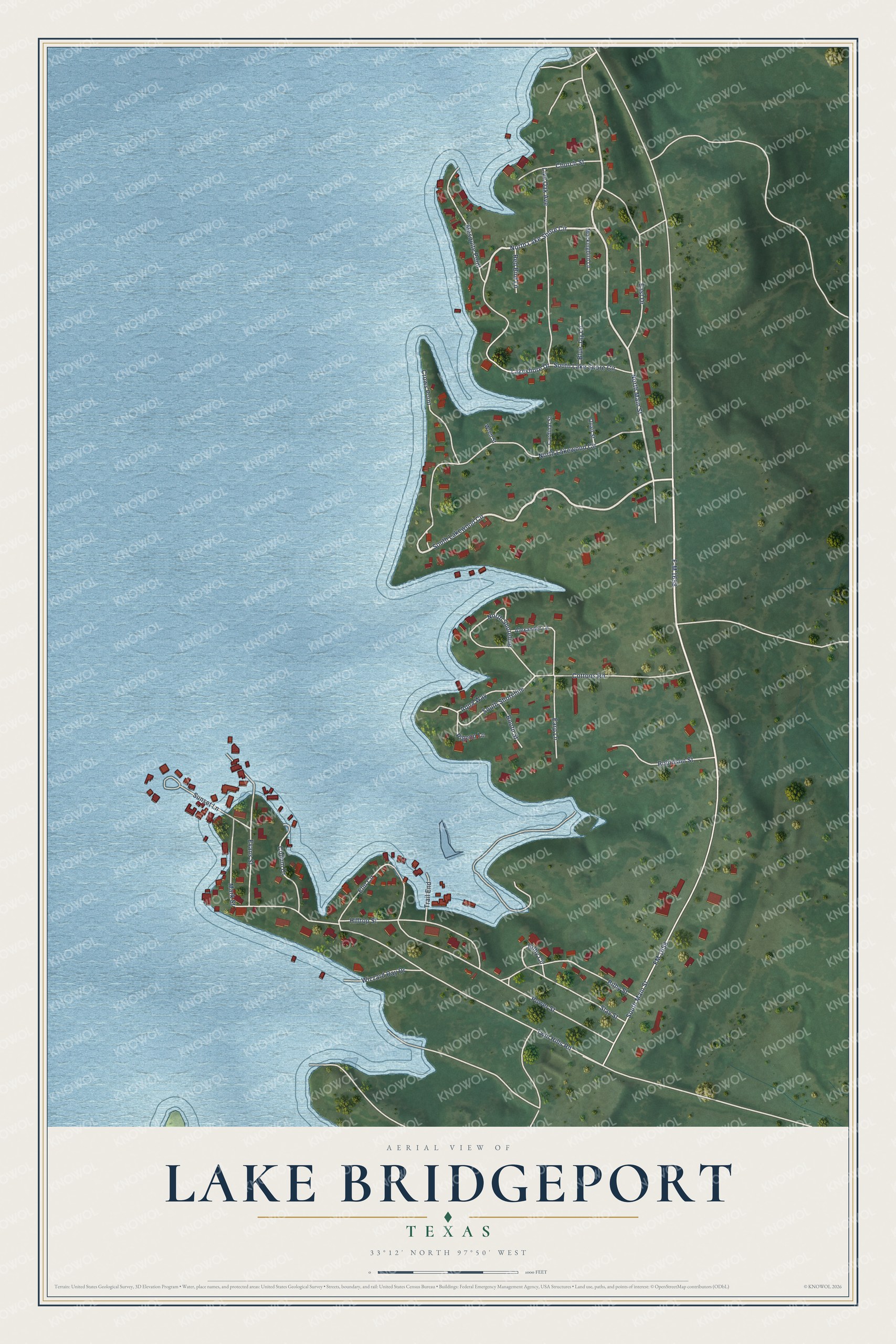 Watermarked full-map preview of Lake Bridgeport, Texas