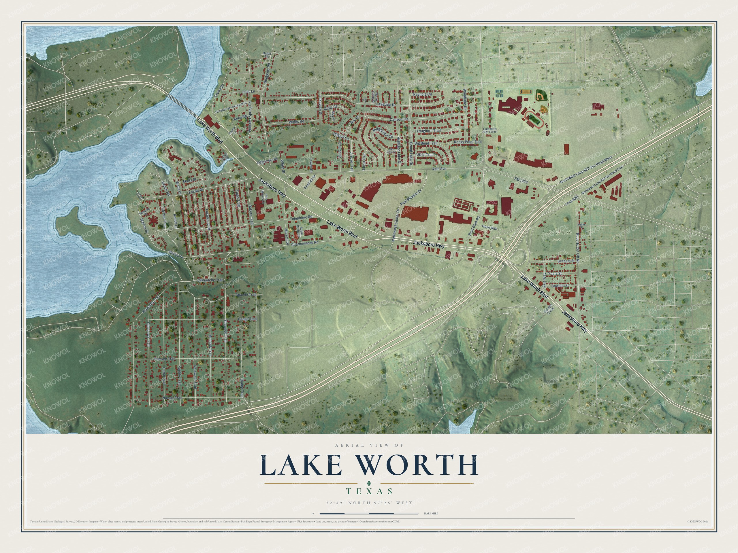 Watermarked full-map preview of Lake Worth, Texas