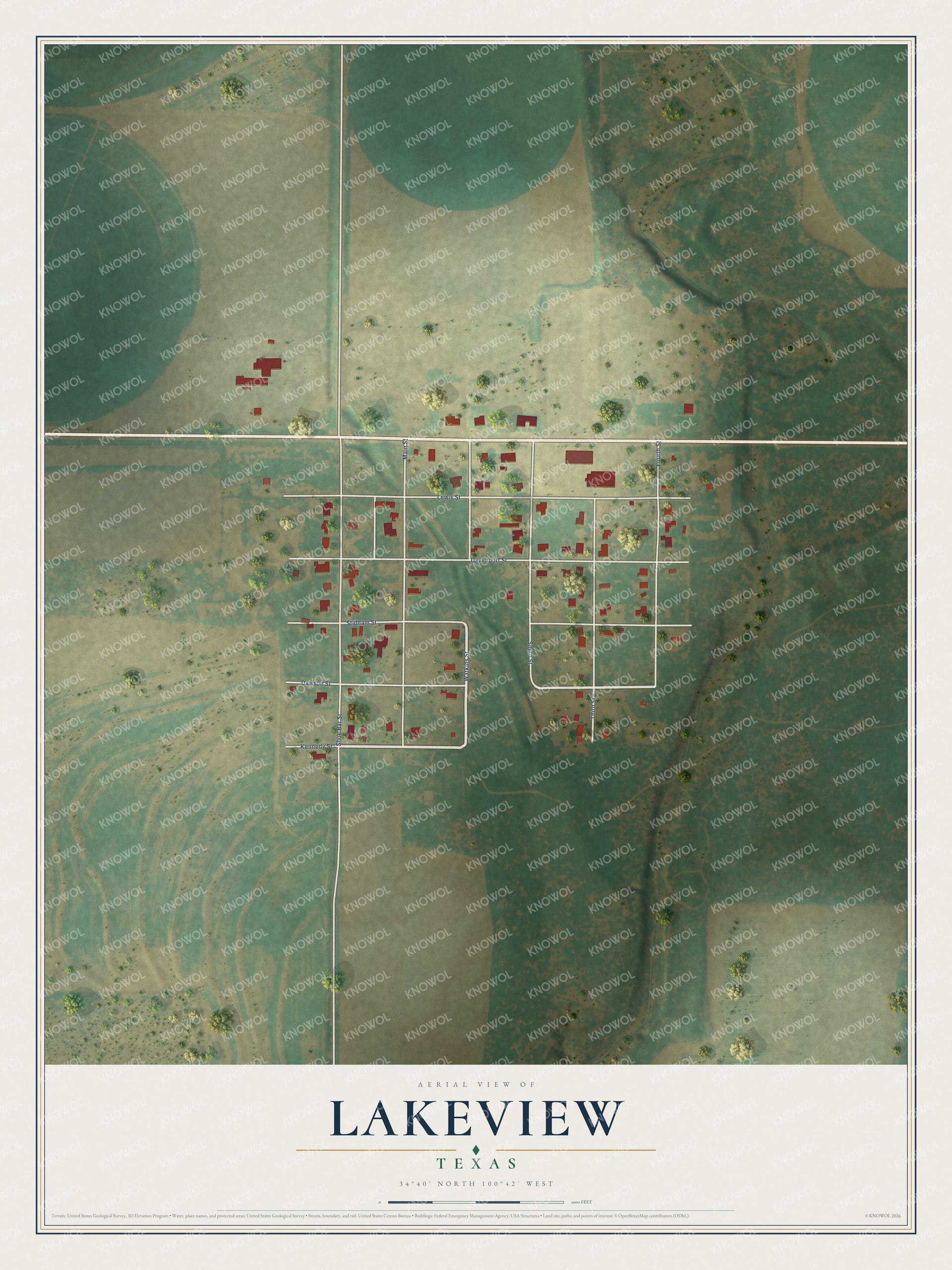 Watermarked full-map preview of Lakeview, Texas