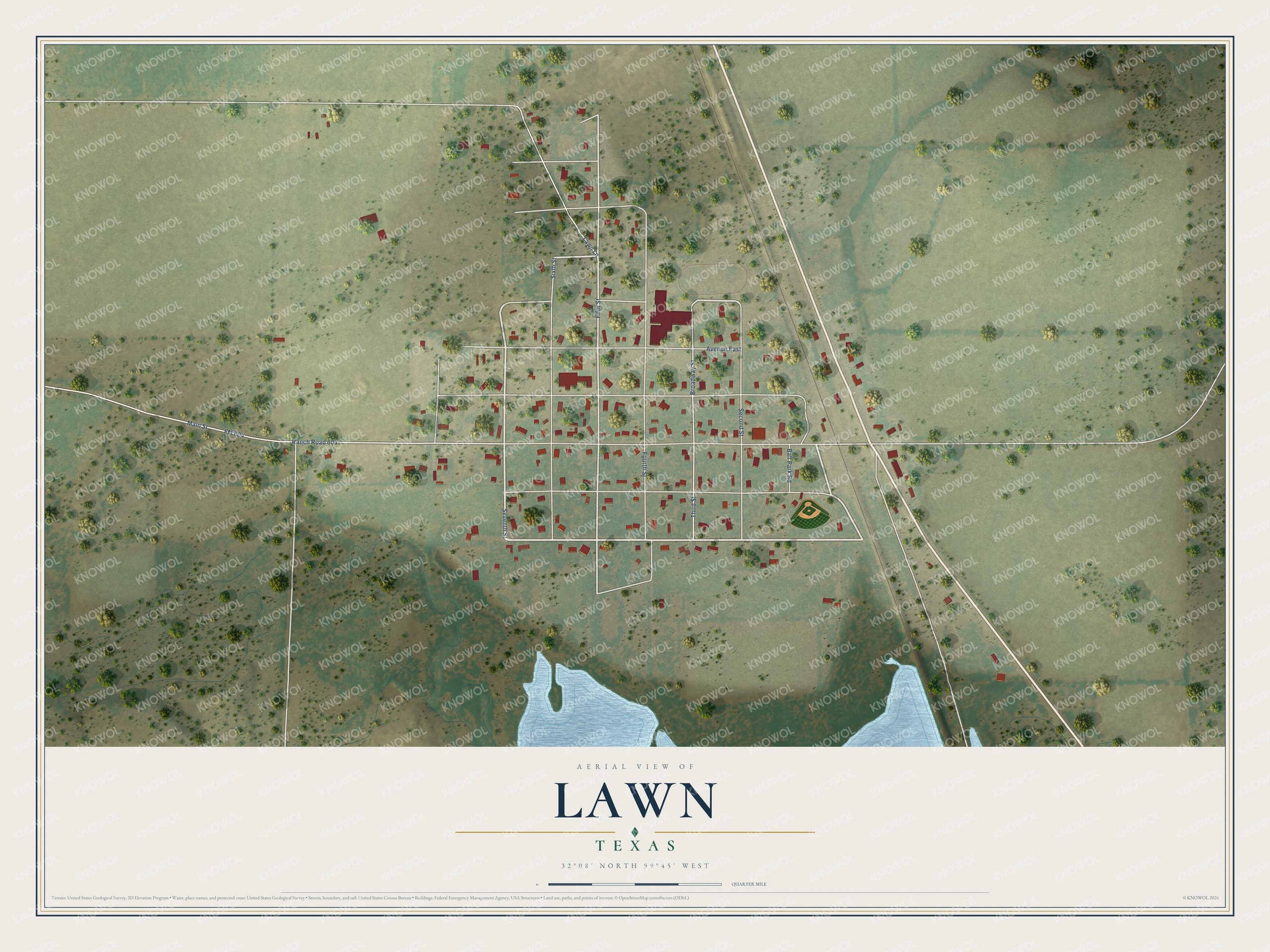 Watermarked full-map preview of Lawn, Texas