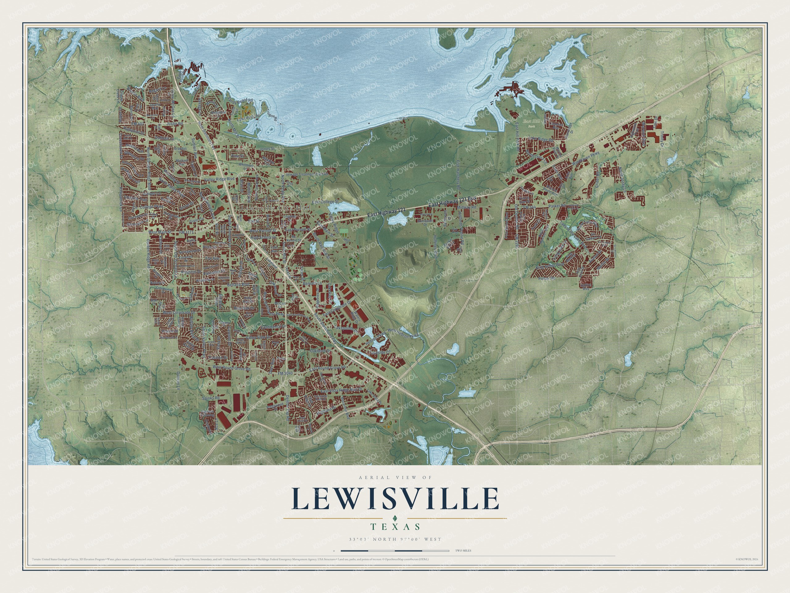 Watermarked full-map preview of Lewisville, Texas