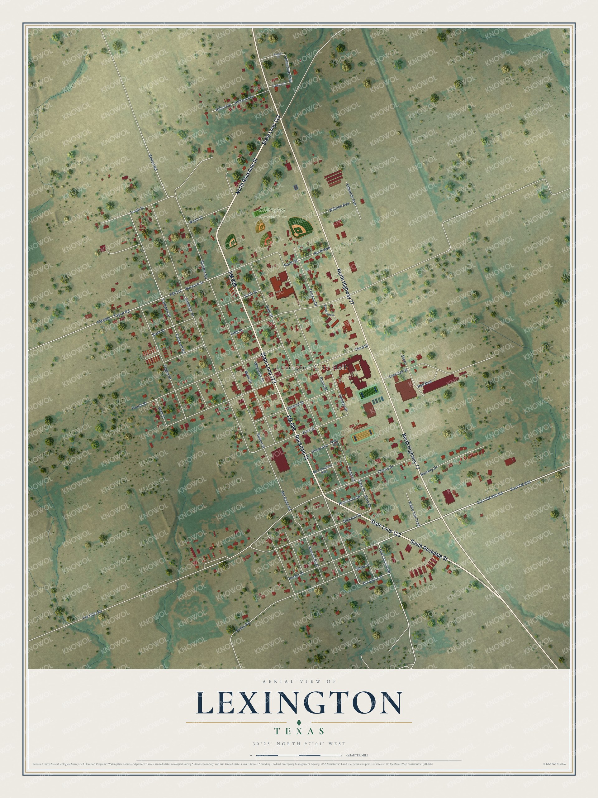 Watermarked full-map preview of Lexington, Texas