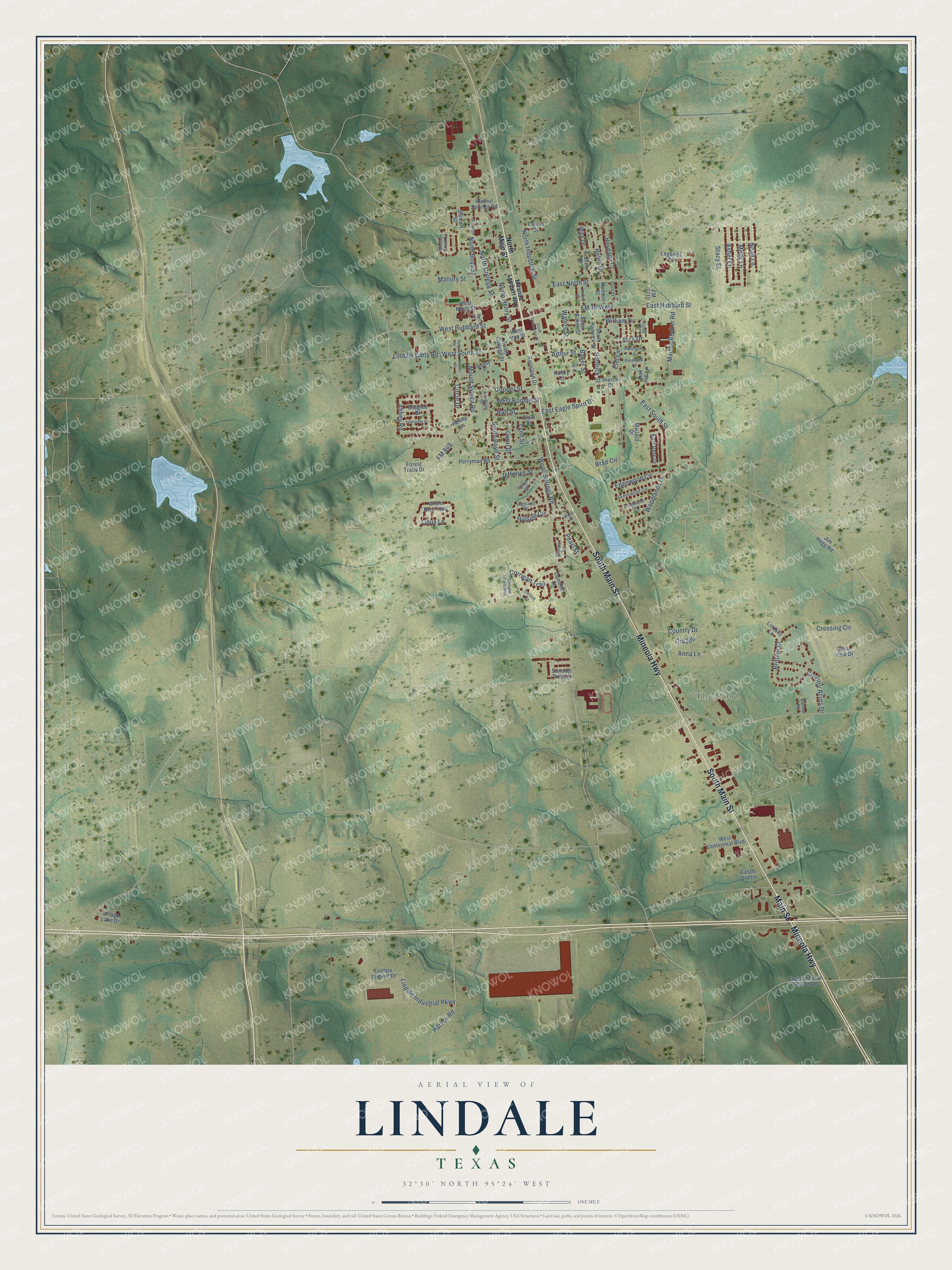 Watermarked full-map preview of Lindale, Texas