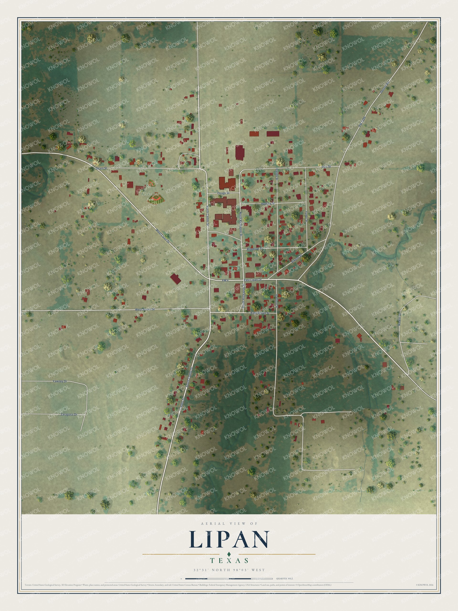 Watermarked full-map preview of Lipan, Texas