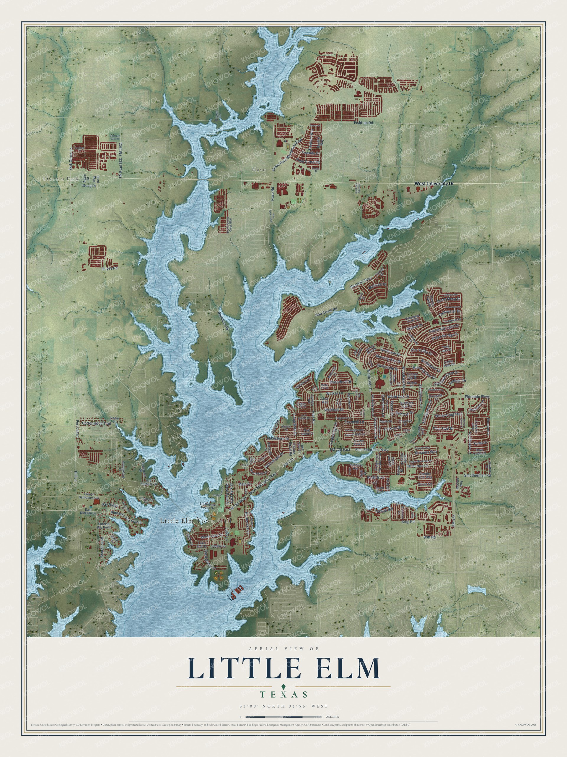 Watermarked full-map preview of Little Elm, Texas