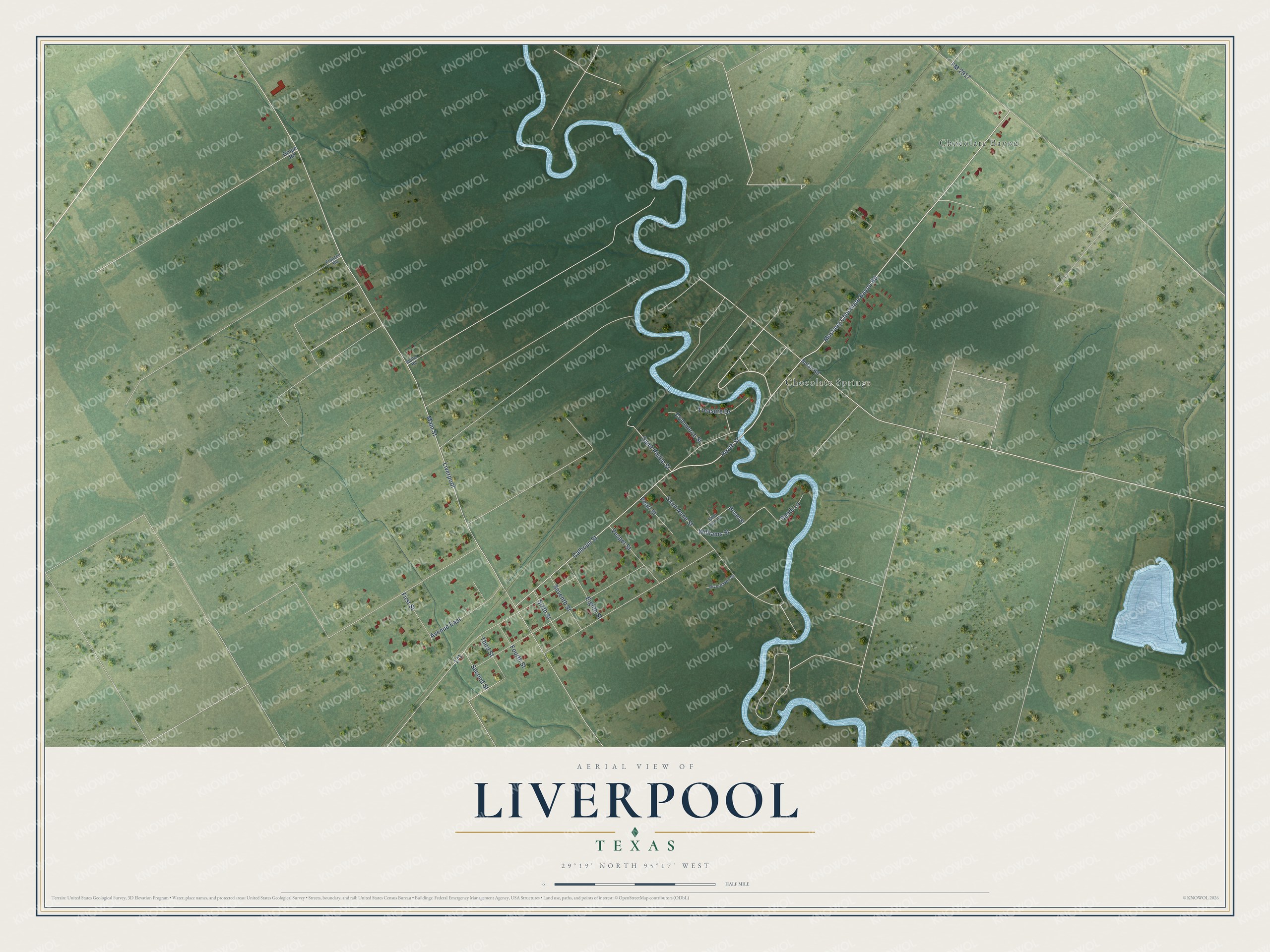 Watermarked full-map preview of Liverpool, Texas