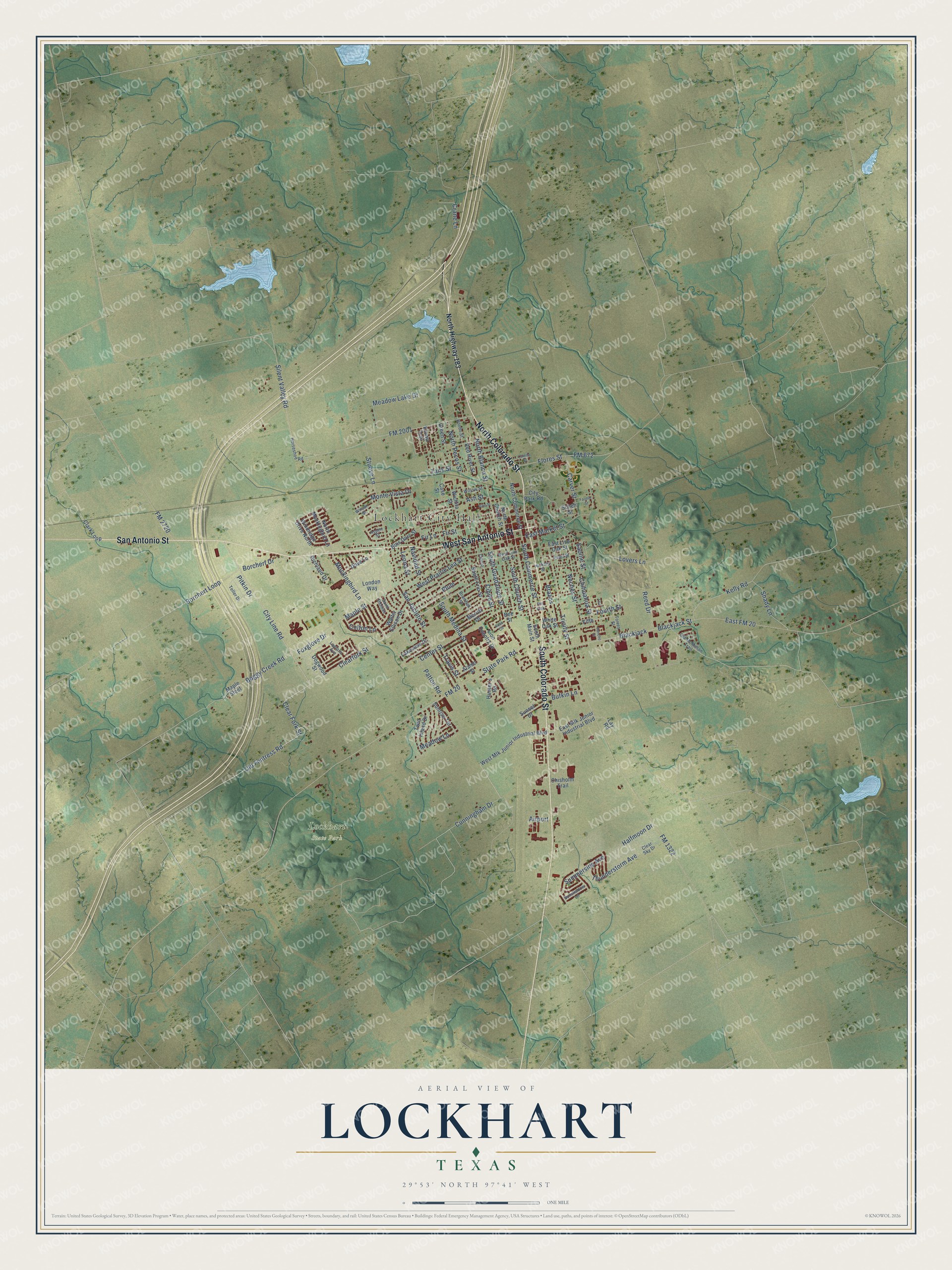 Watermarked full-map preview of Lockhart, Texas