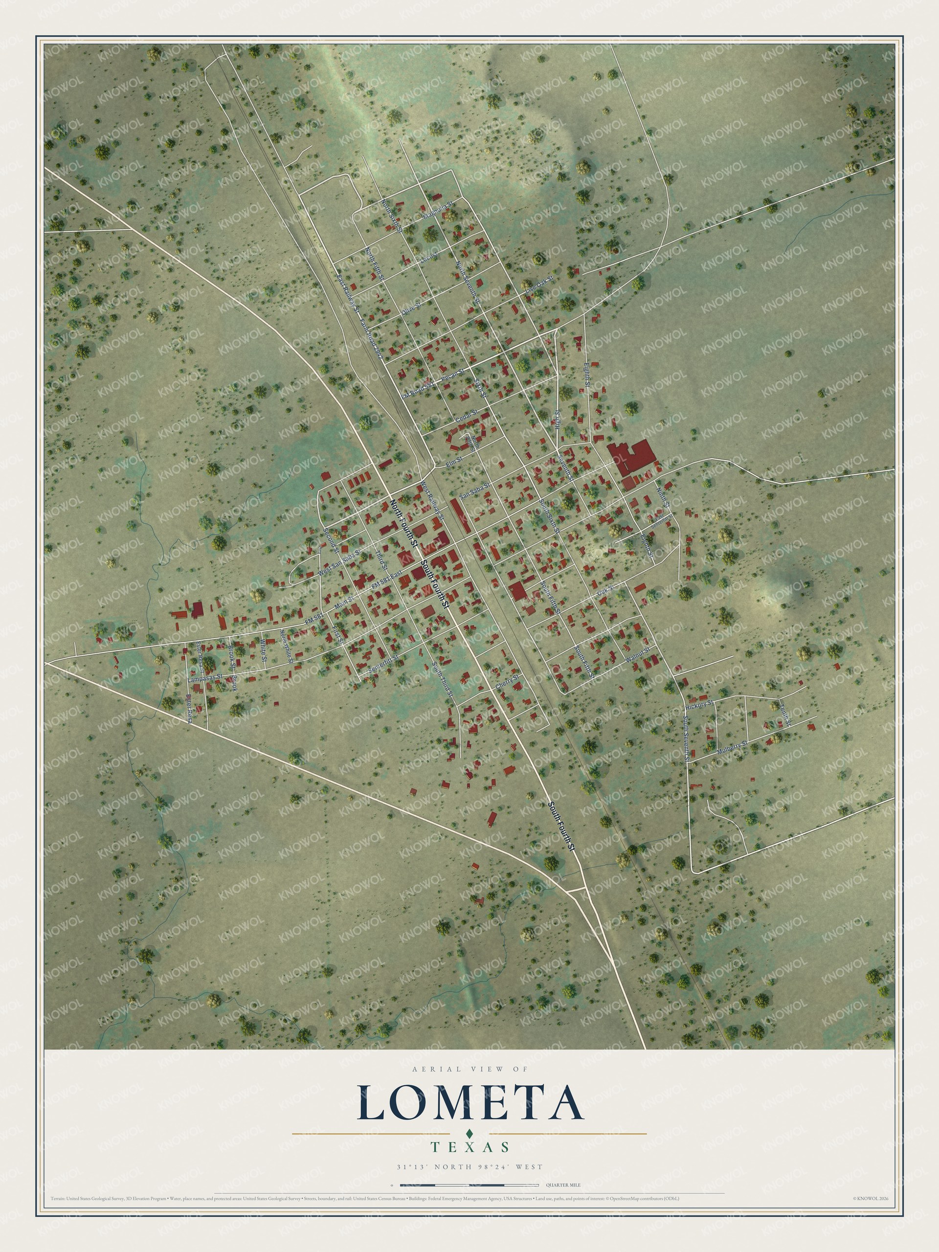 Watermarked full-map preview of Lometa, Texas