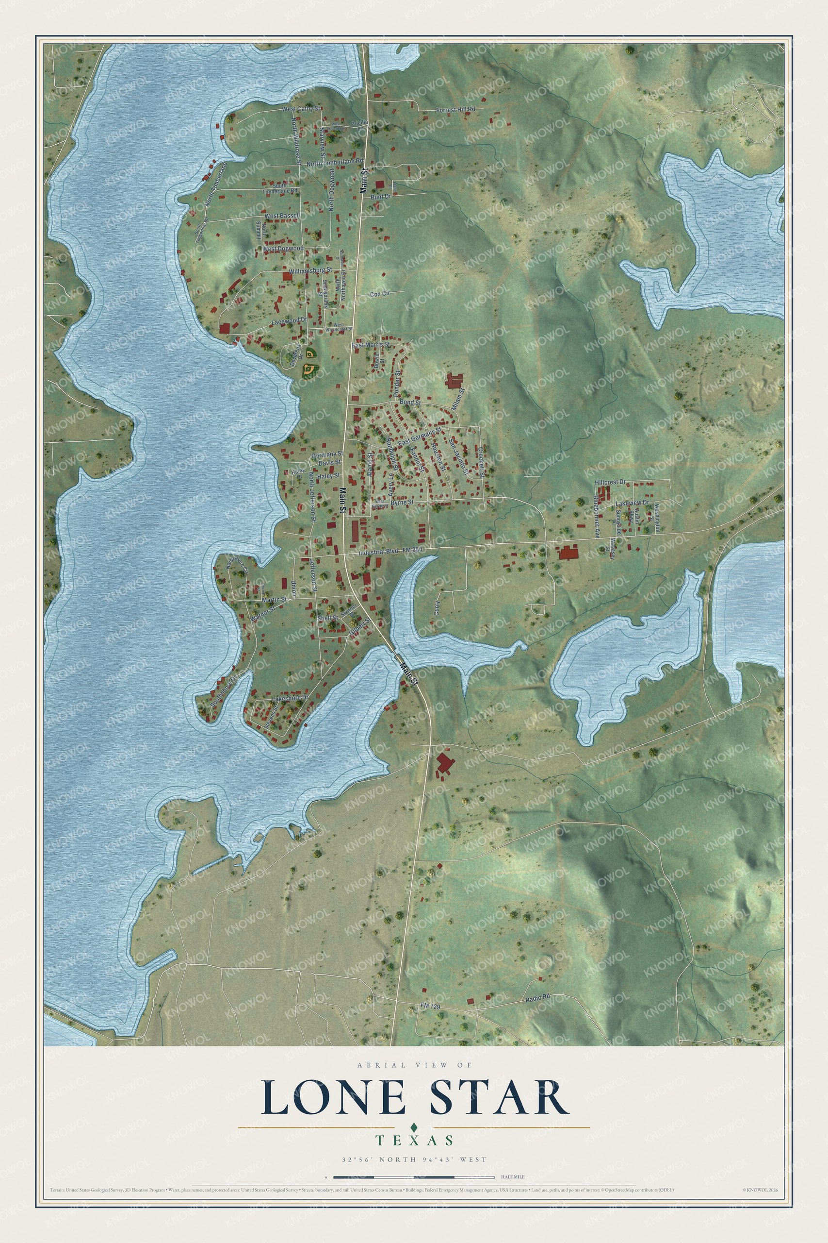 Watermarked full-map preview of Lone Star, Texas