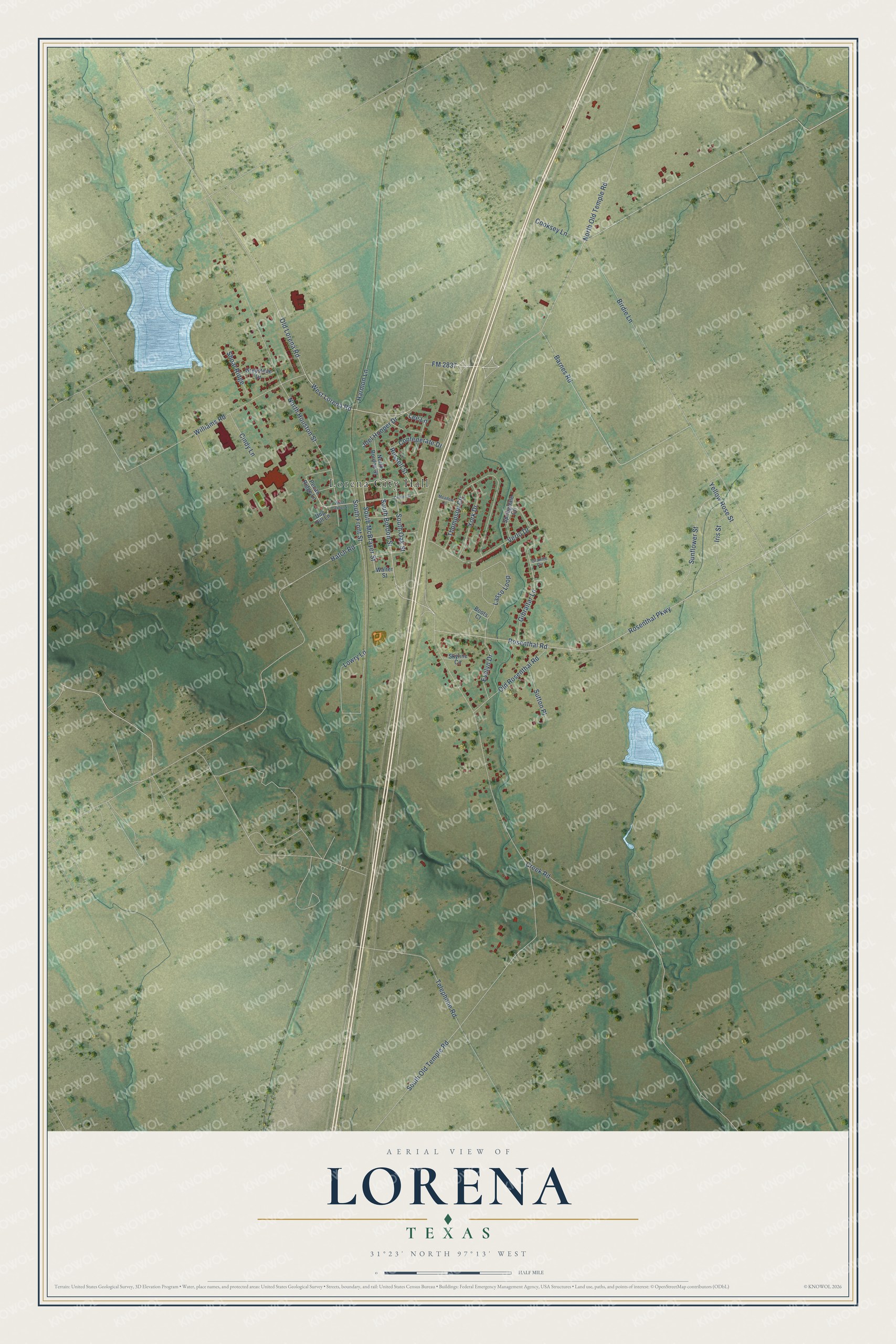 Watermarked full-map preview of Lorena, Texas