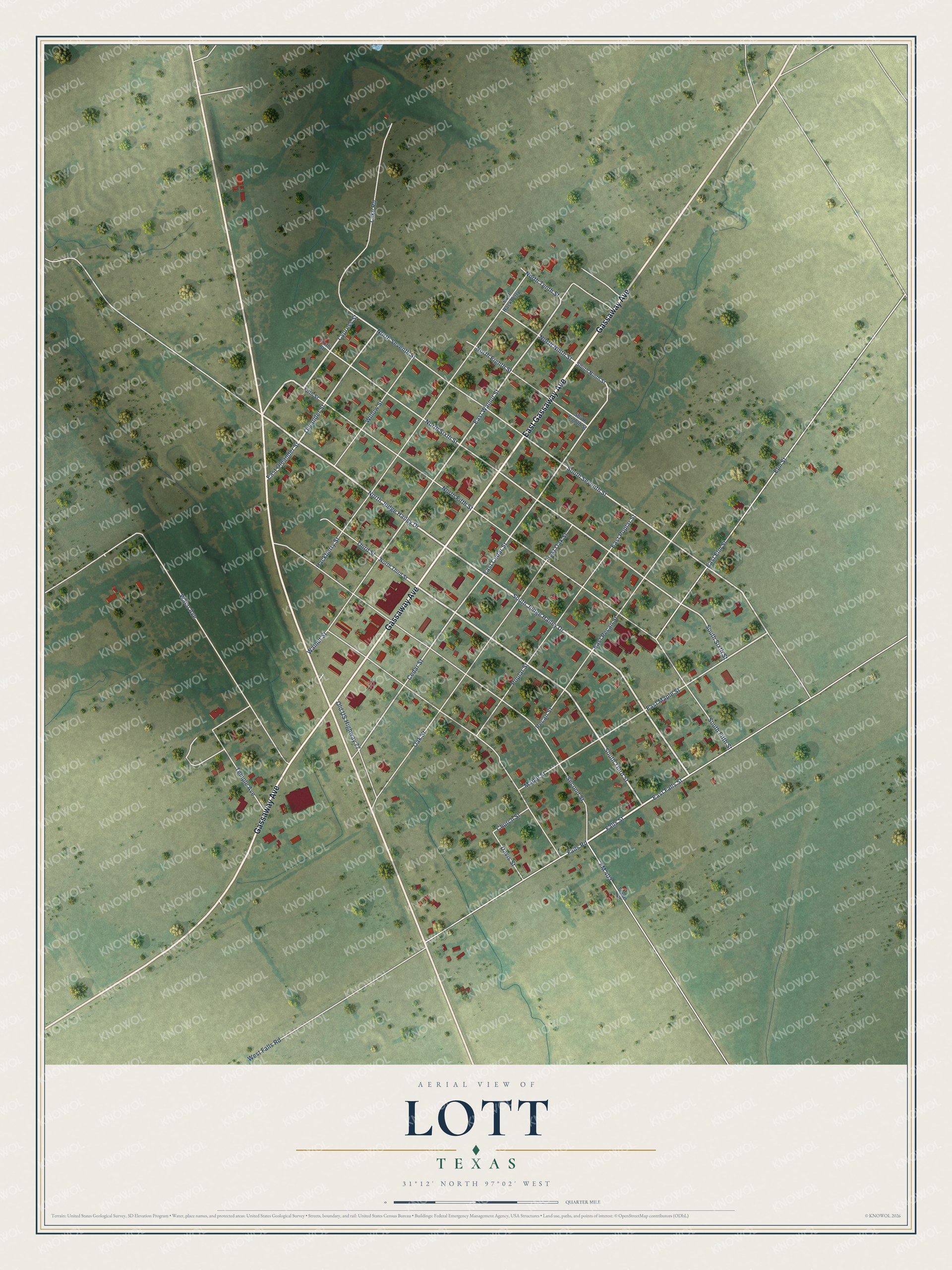 Watermarked full-map preview of Lott, Texas
