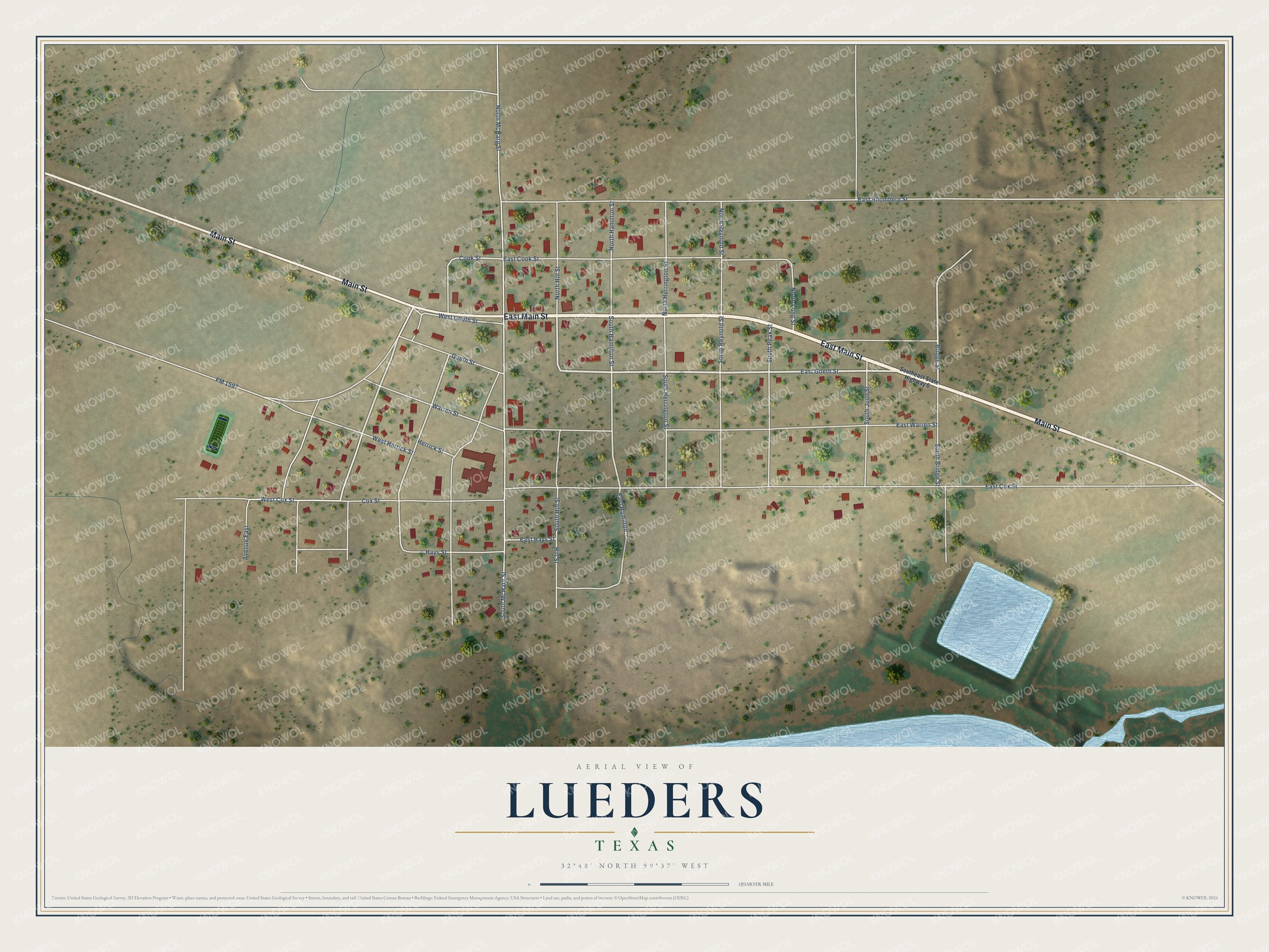 Watermarked full-map preview of Lueders, Texas