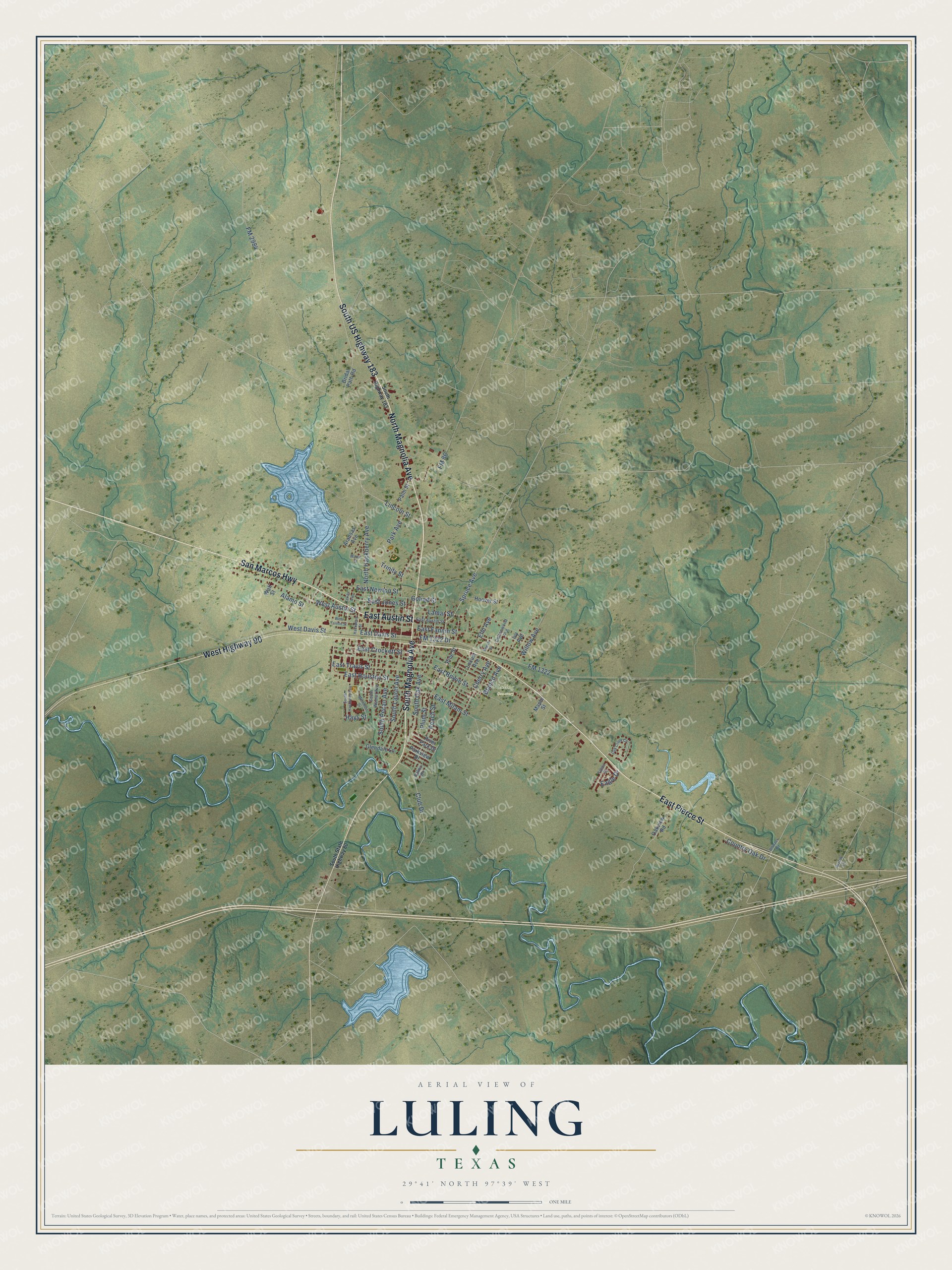 Watermarked full-map preview of Luling, Texas