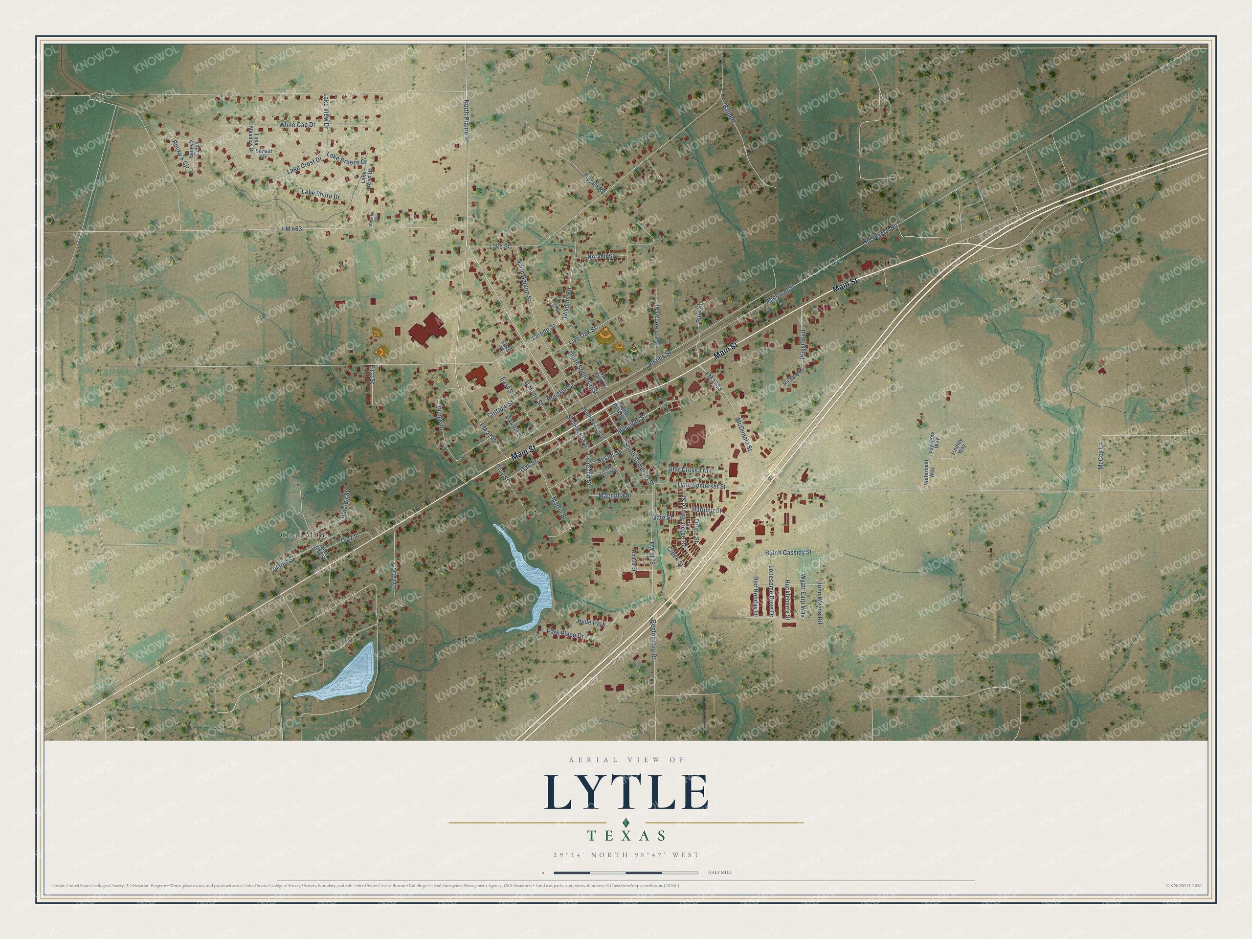 Watermarked full-map preview of Lytle, Texas