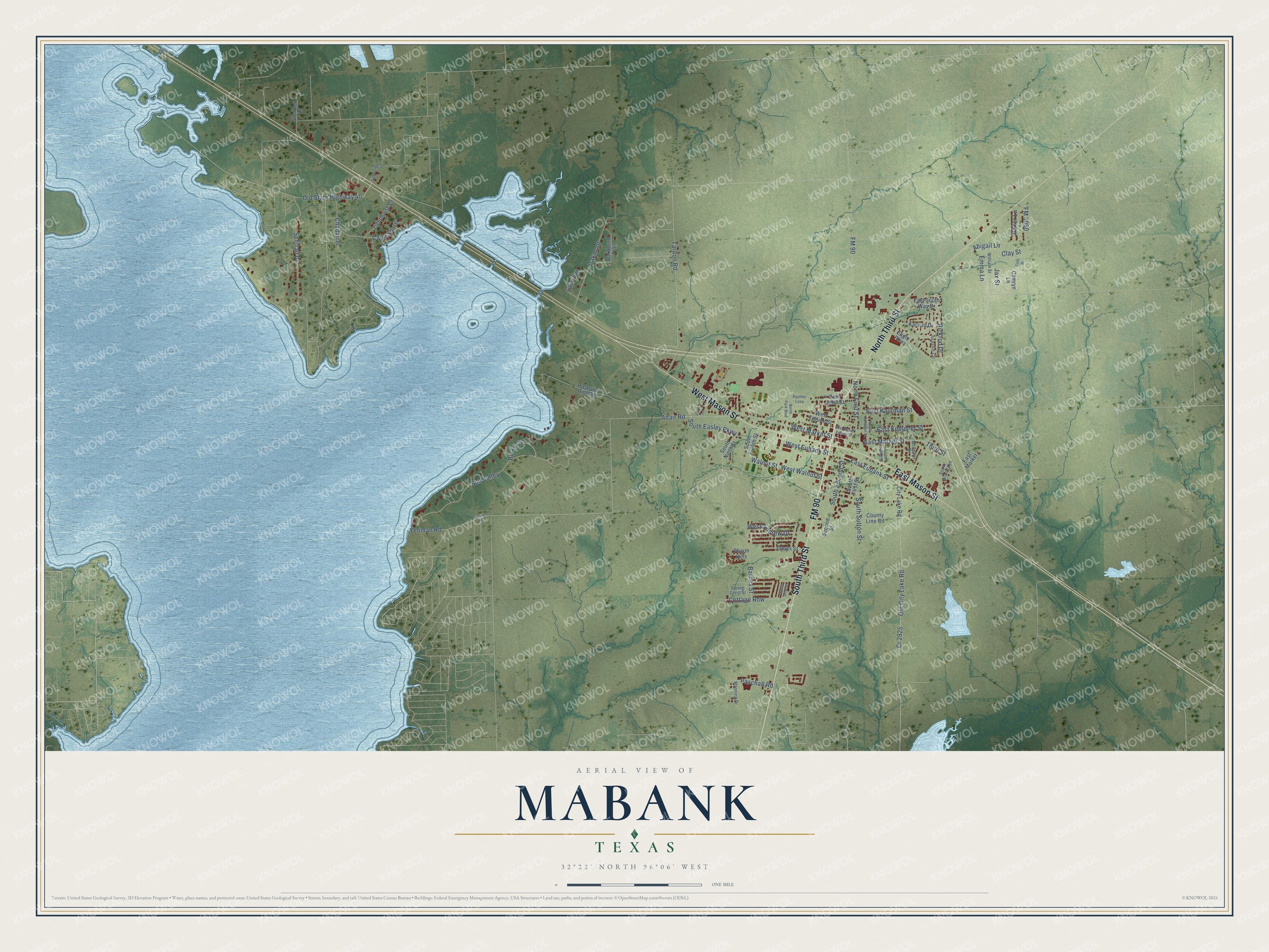 Watermarked full-map preview of Mabank, Texas